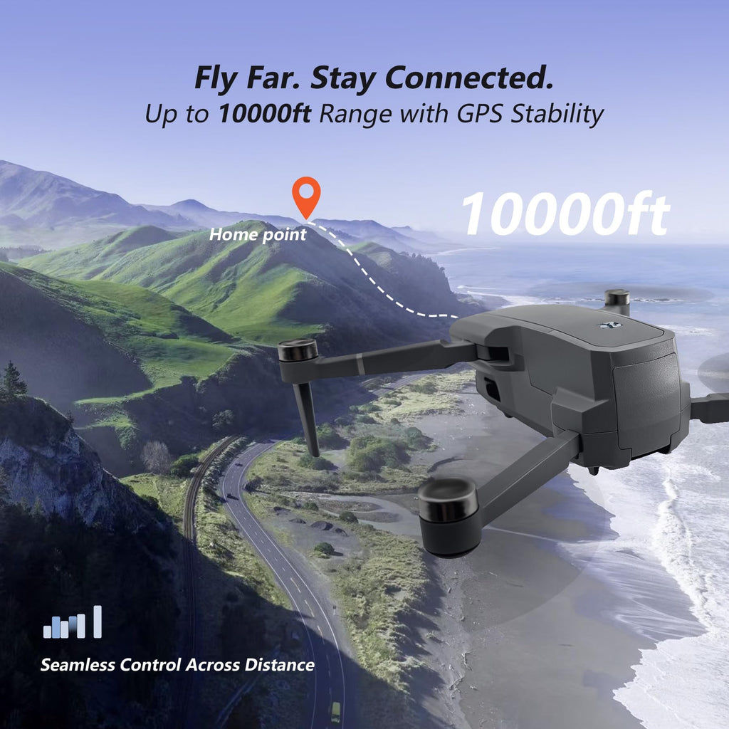 4K Camera GPS Drone with 3 Batteries, 4.5" HD Screen Remote, Foldable RC Quadcopter F96158