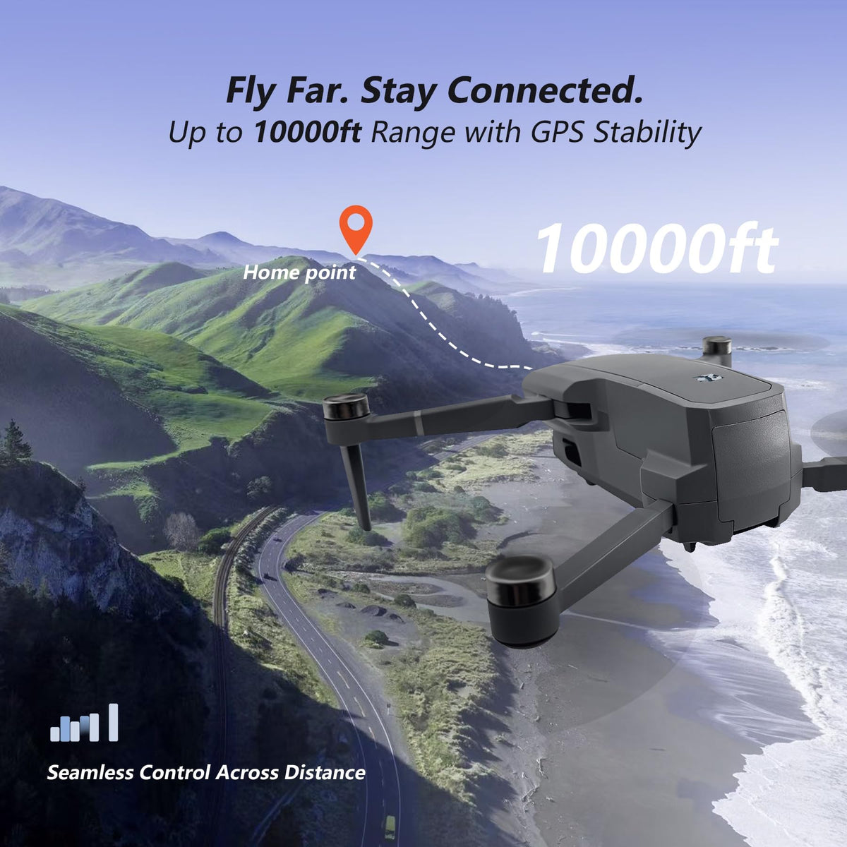 4K Camera GPS Drone with 3 Batteries, 4.5" HD Screen Remote, Foldable RC Quadcopter F96158