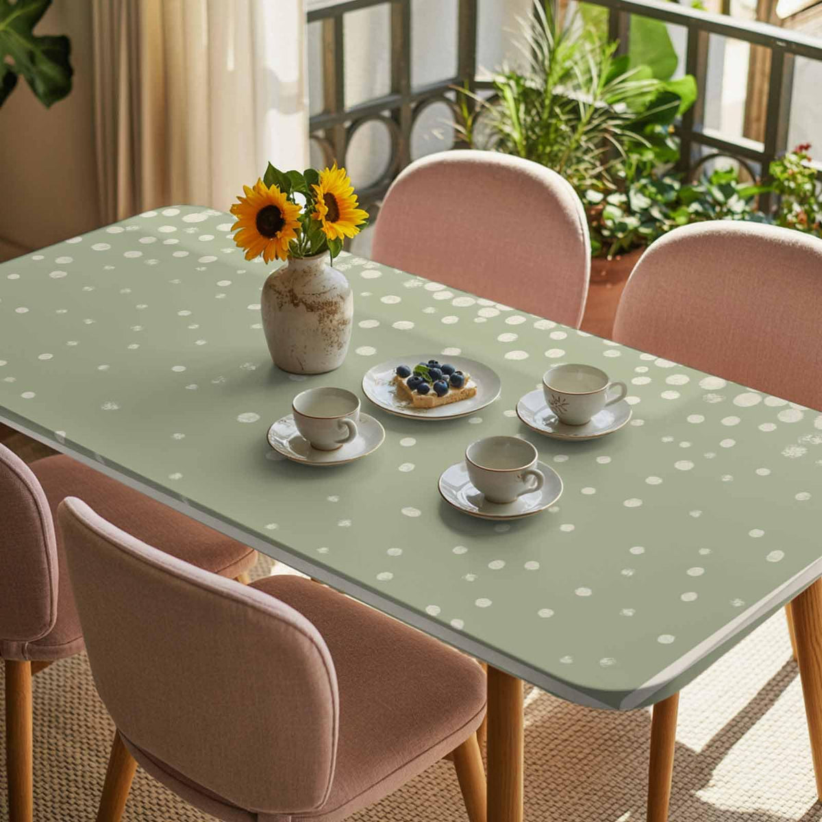 Cream Speckle Fitted Rectangle Tablecloth 32" x 72" A472