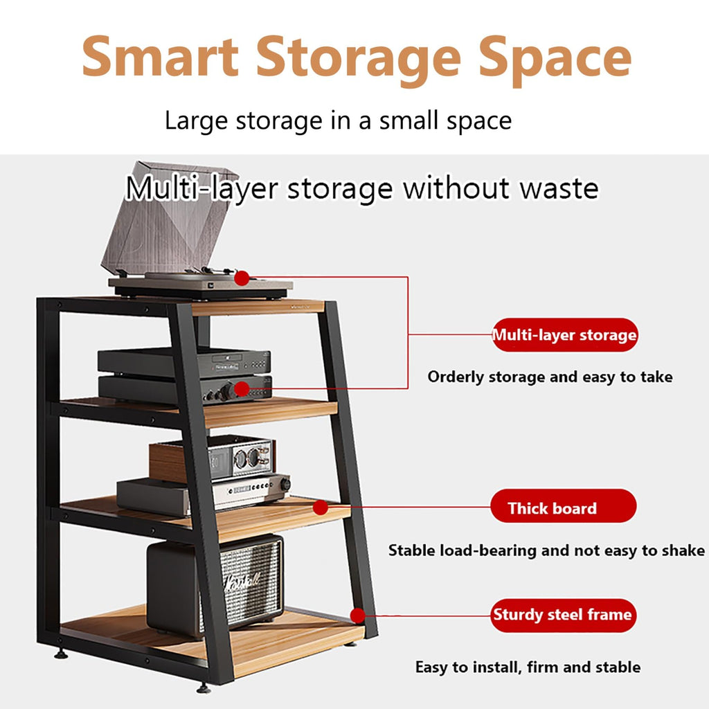 Black Corner Media Stand with Shelves V88020