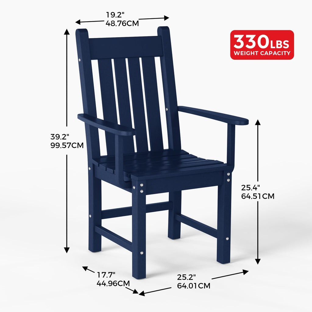 Navy Blue Plastic Outdoor Dining Chair with Arm W602