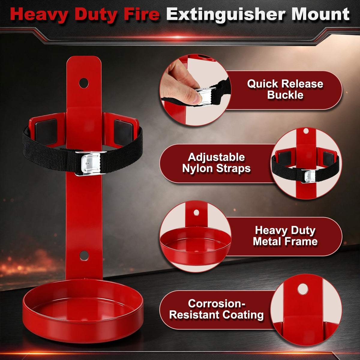 6 Pack 2.5 lb Fire Extinguisher Wall Mount Bracket W200