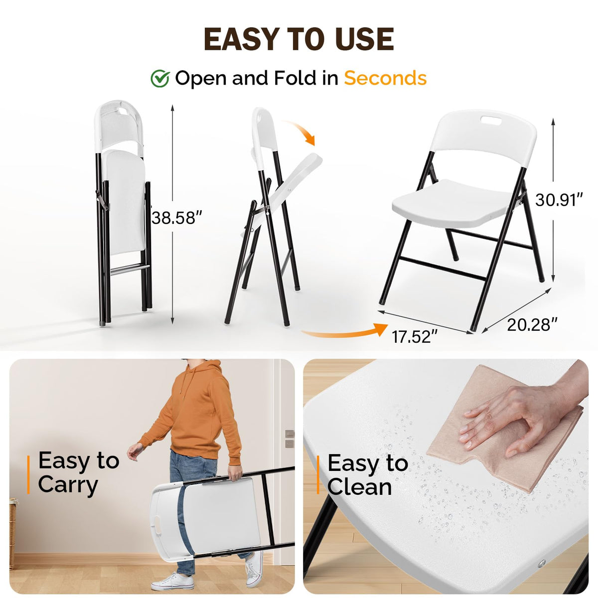 White Plastic Folding Chairs L877