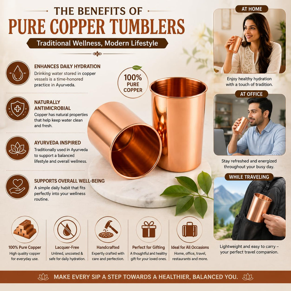 Copper Drinking Cups Set of 2, 350ml Unlined Uncoated K170278