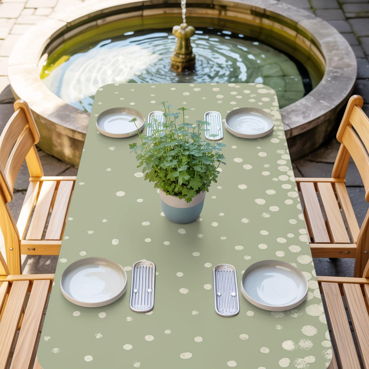 Cream Speckle Fitted Rectangle Tablecloth 32" x 72" A472