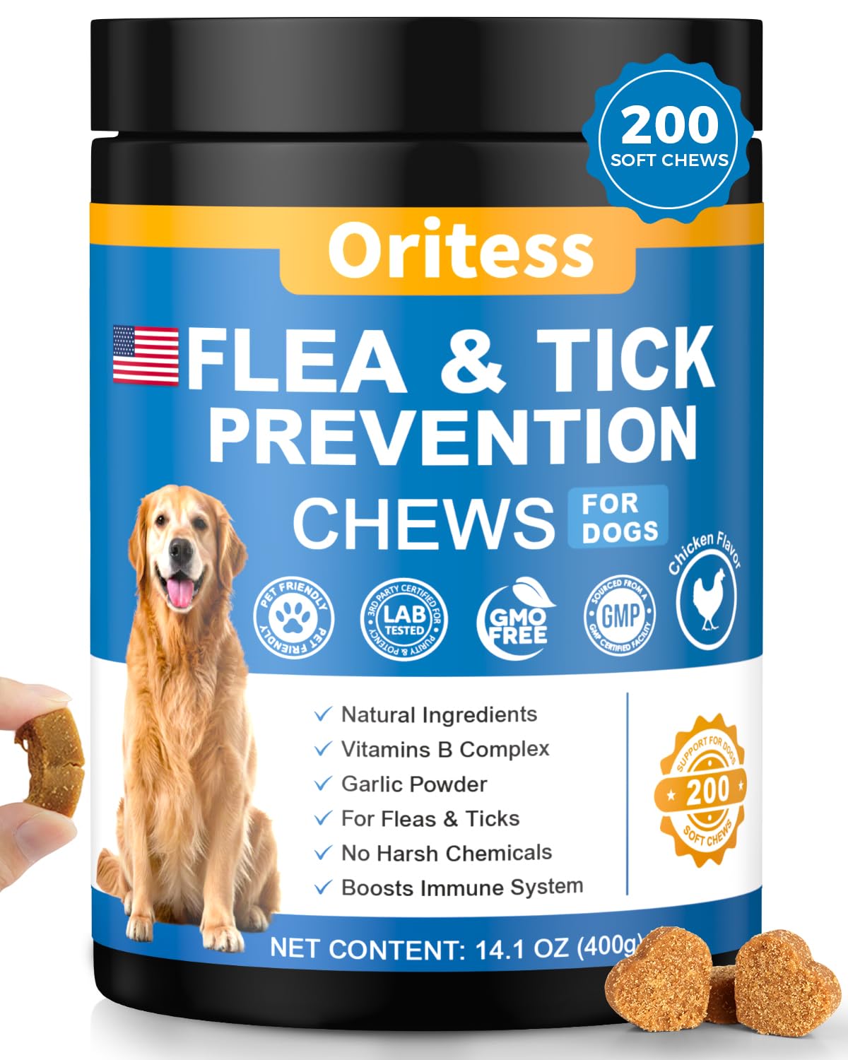 Flea and Tick Prevention for Dogs 200 Soft Chews Chicken Flavor R96105