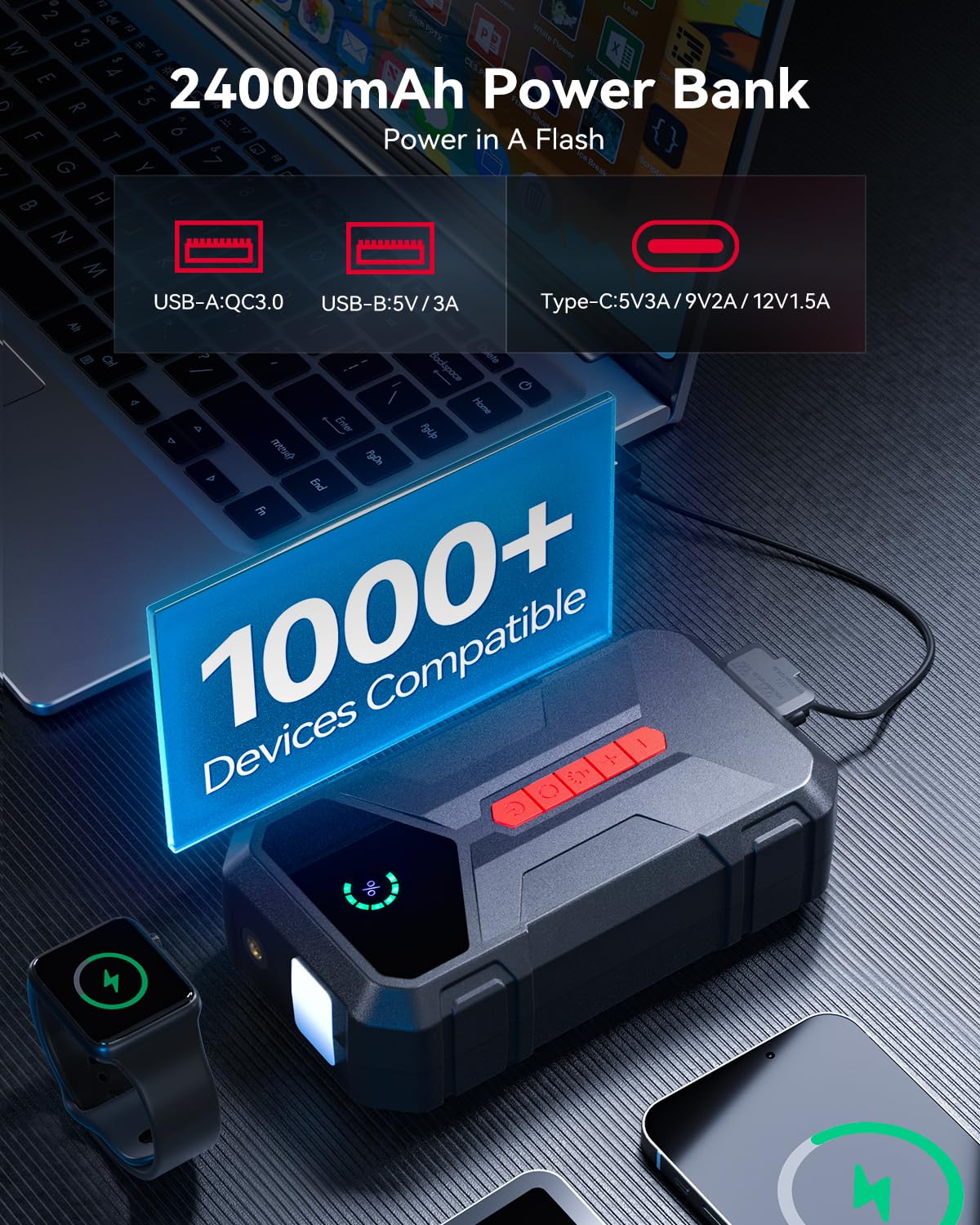 4000A Jump Starter with 150PSI Air Compressor Q2522