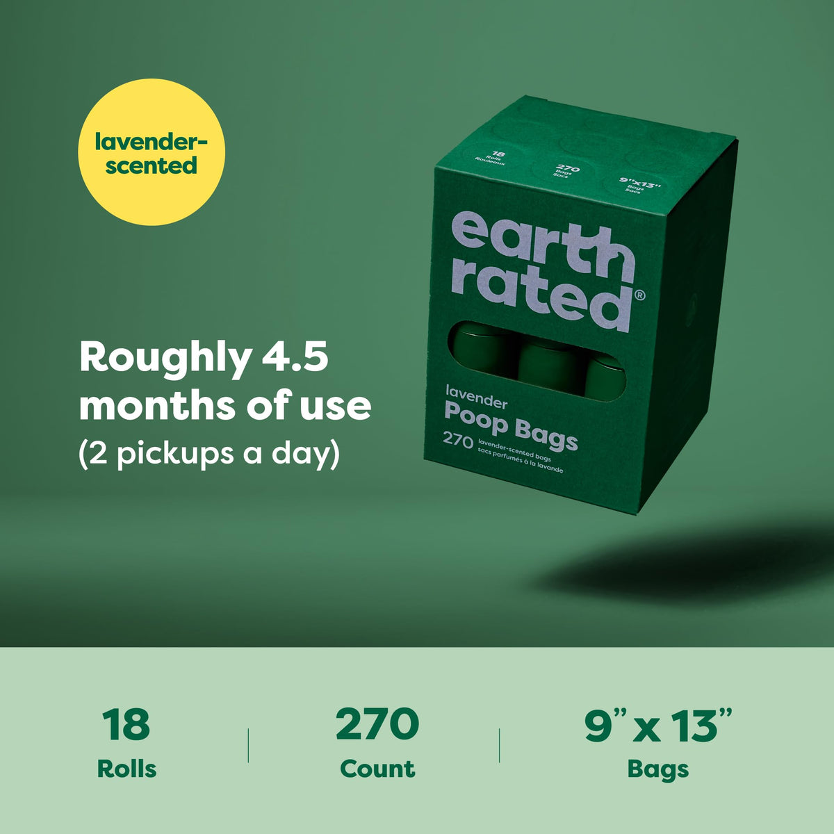Dog Poop Bags on Refill Rolls, 270 Bags, Lavender M724124