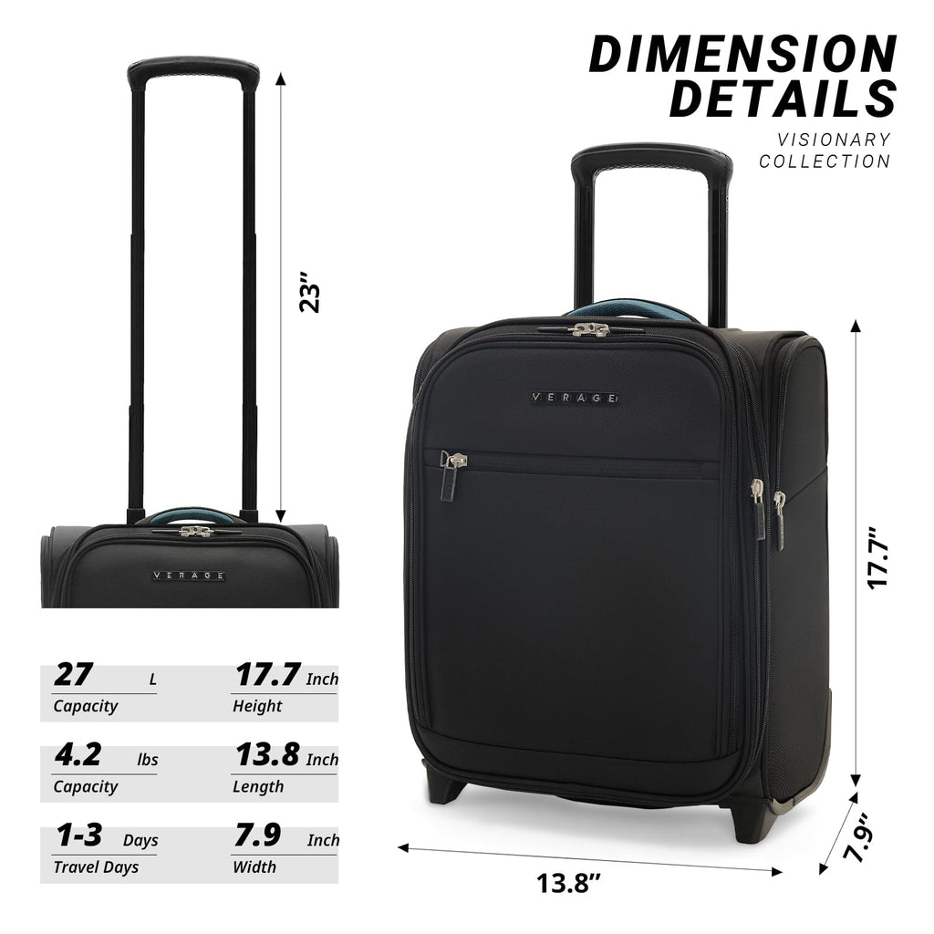16-Inch Black Underseat Carry On Luggage with Wheels H430152