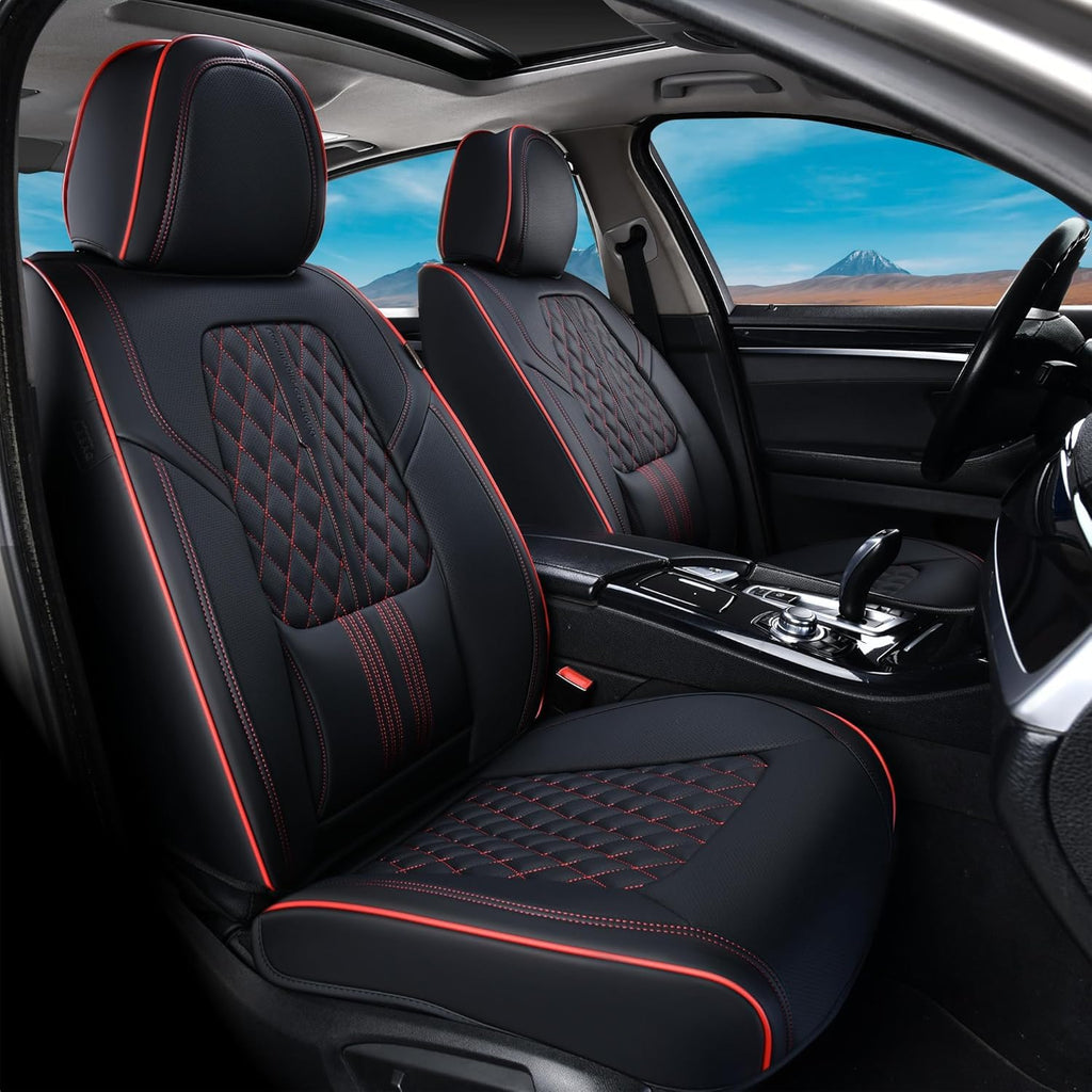 Black Nappa Leather Car Seat Covers Full Set Q6614