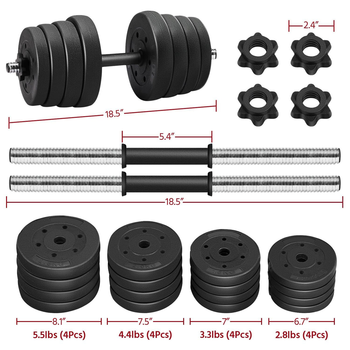 Adjustable Dumbbell Set with Spinlock Collars U831428