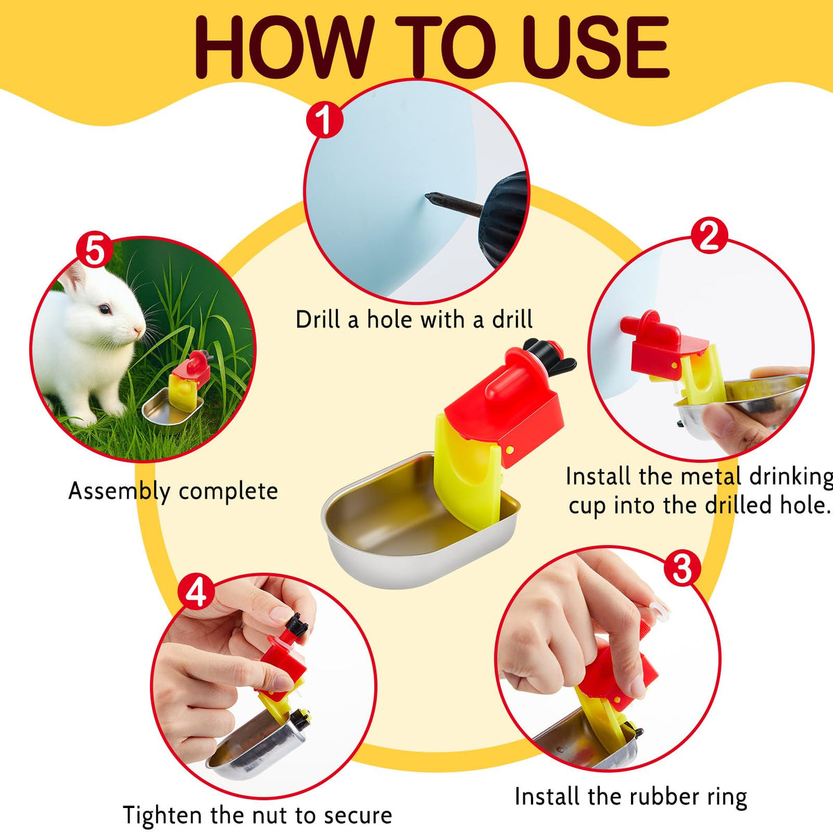 8 Pack Stainless Steel Auto Fill Chicken Waterer Cups I62016