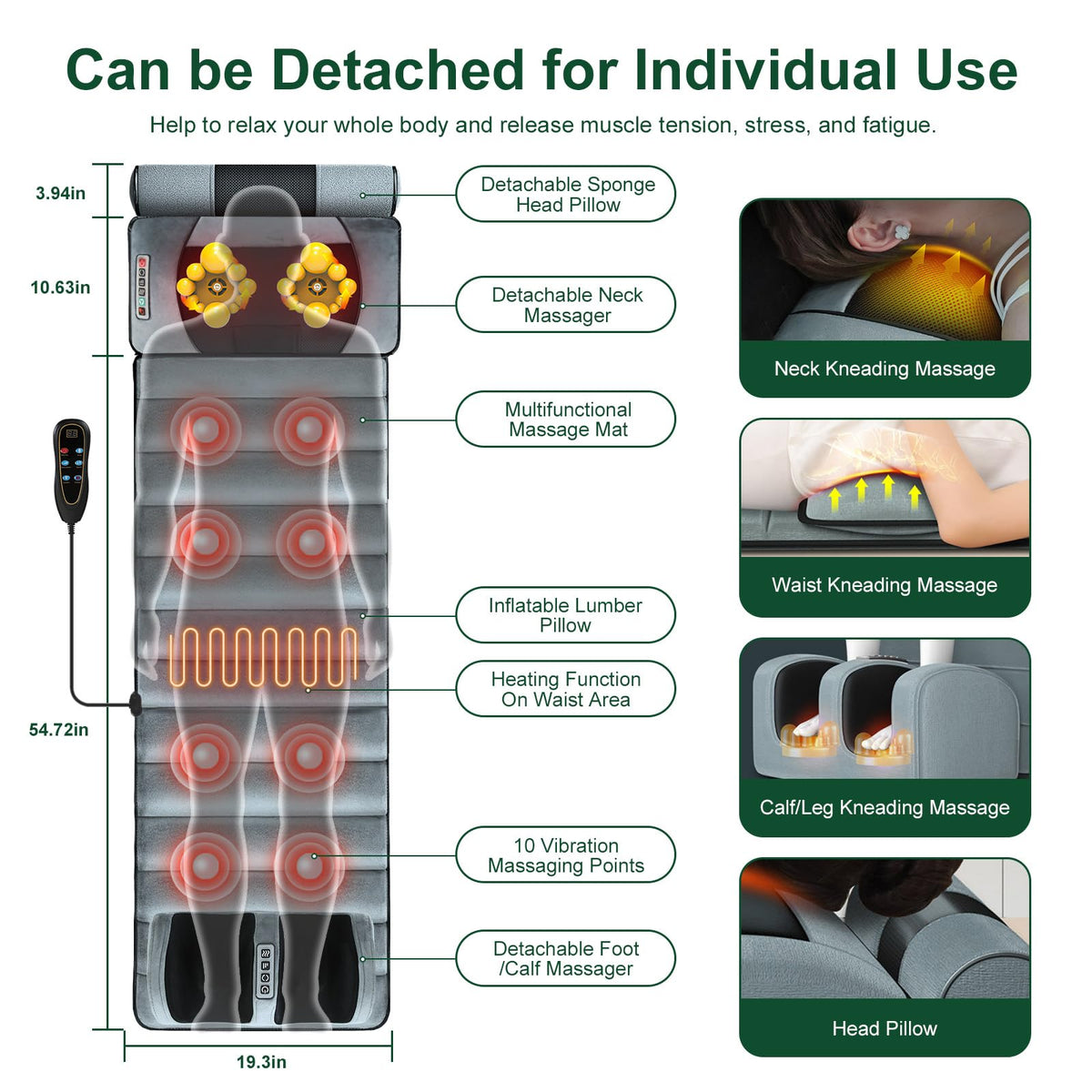 Full Body Massage Mat with Heat A23121