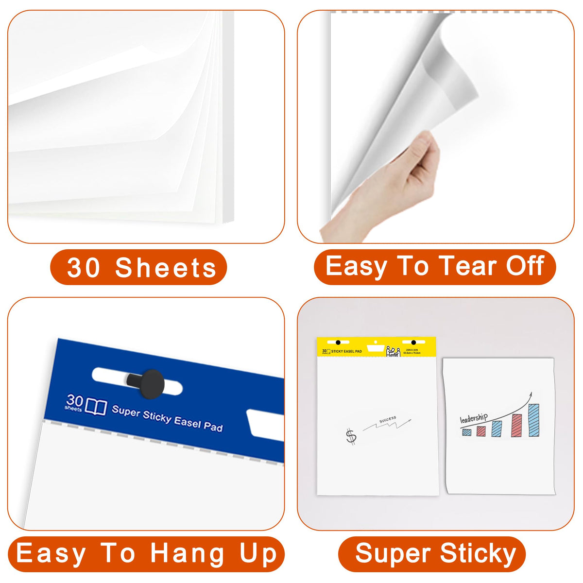 Self Stick Flip Chart Paper 25 in x 30 in 30 Sheets 4 Pad Pack White Z95951