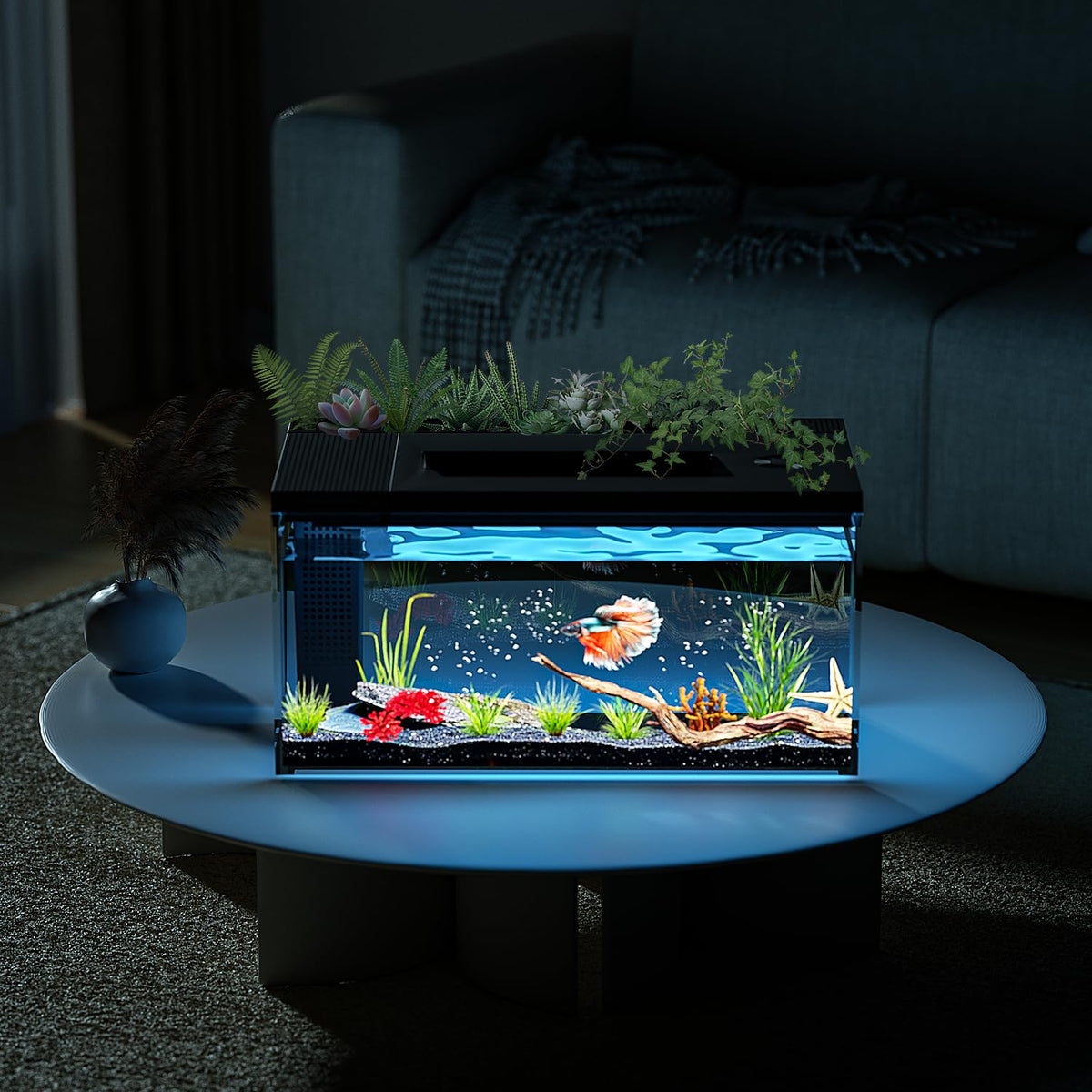3.7 Gallon Betta Fish Tank Kit with Filter Light Water Pump C124903