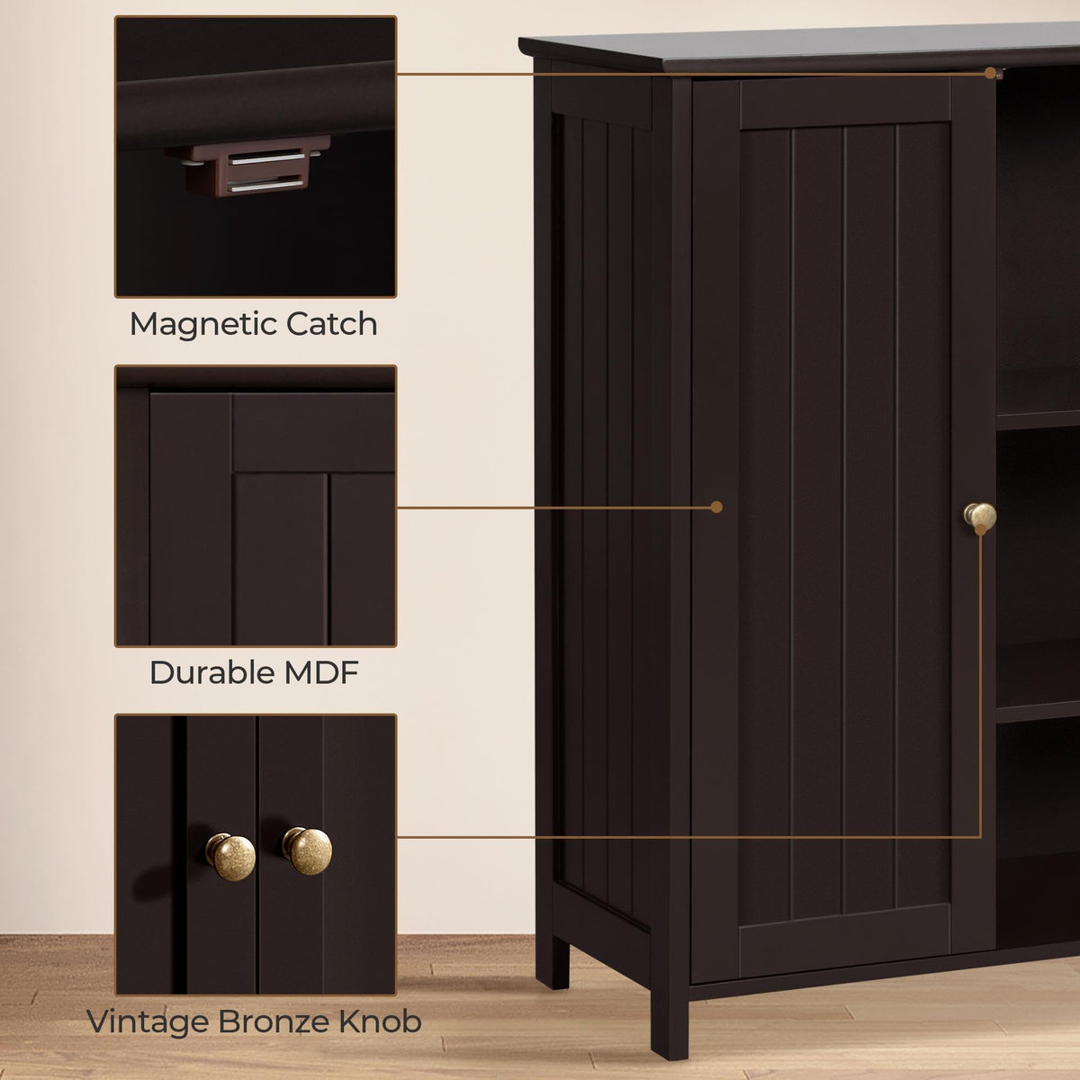 Small Espresso Bathroom Storage Cabinet with 2 Doors L50649