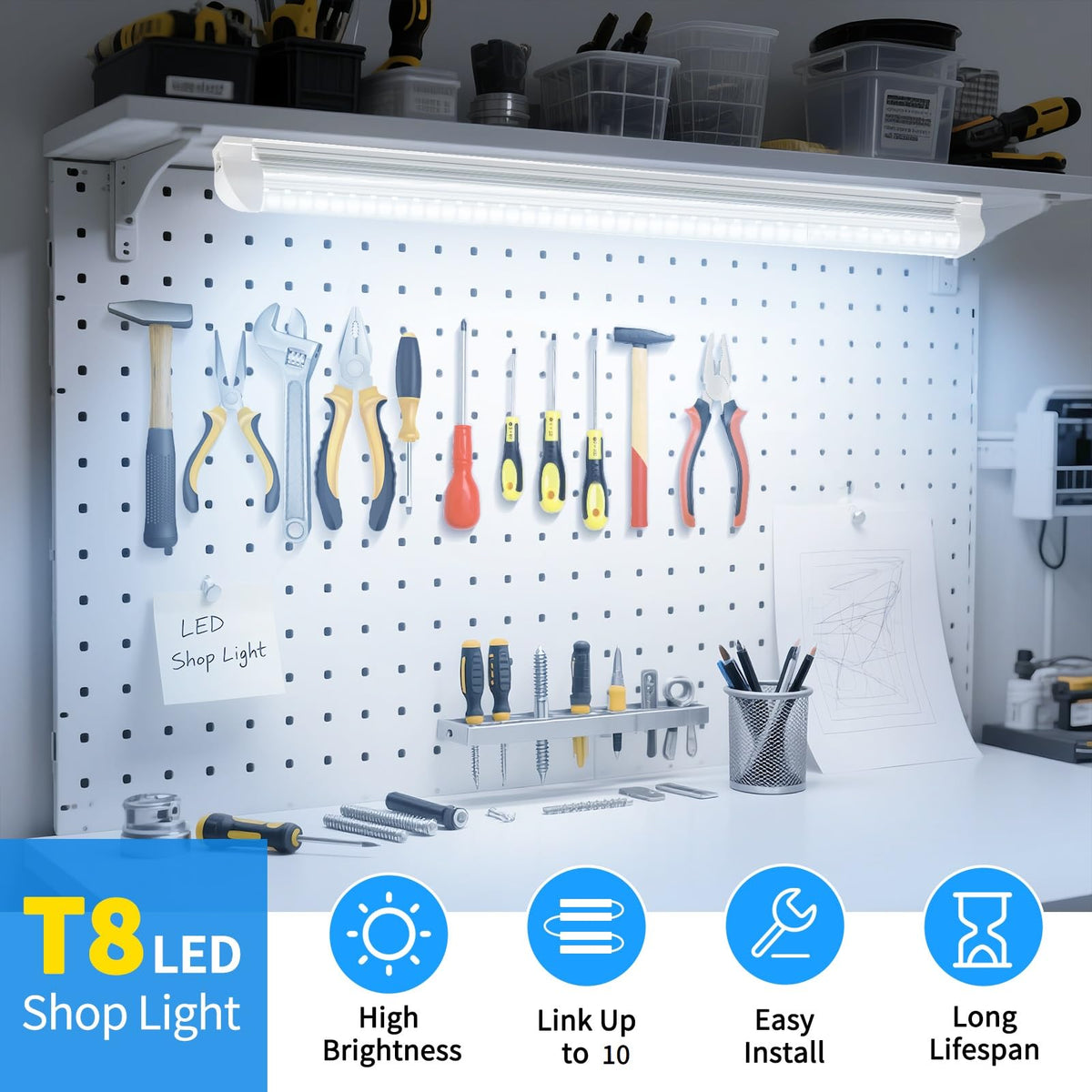 2FT 25W 3750LM 6500K Linkable LED Shop Light F86771