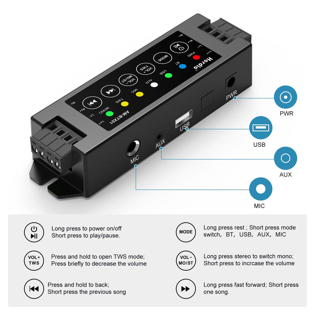 4-Channel Bluetooth Amplifier 200W with Power Supply M9649