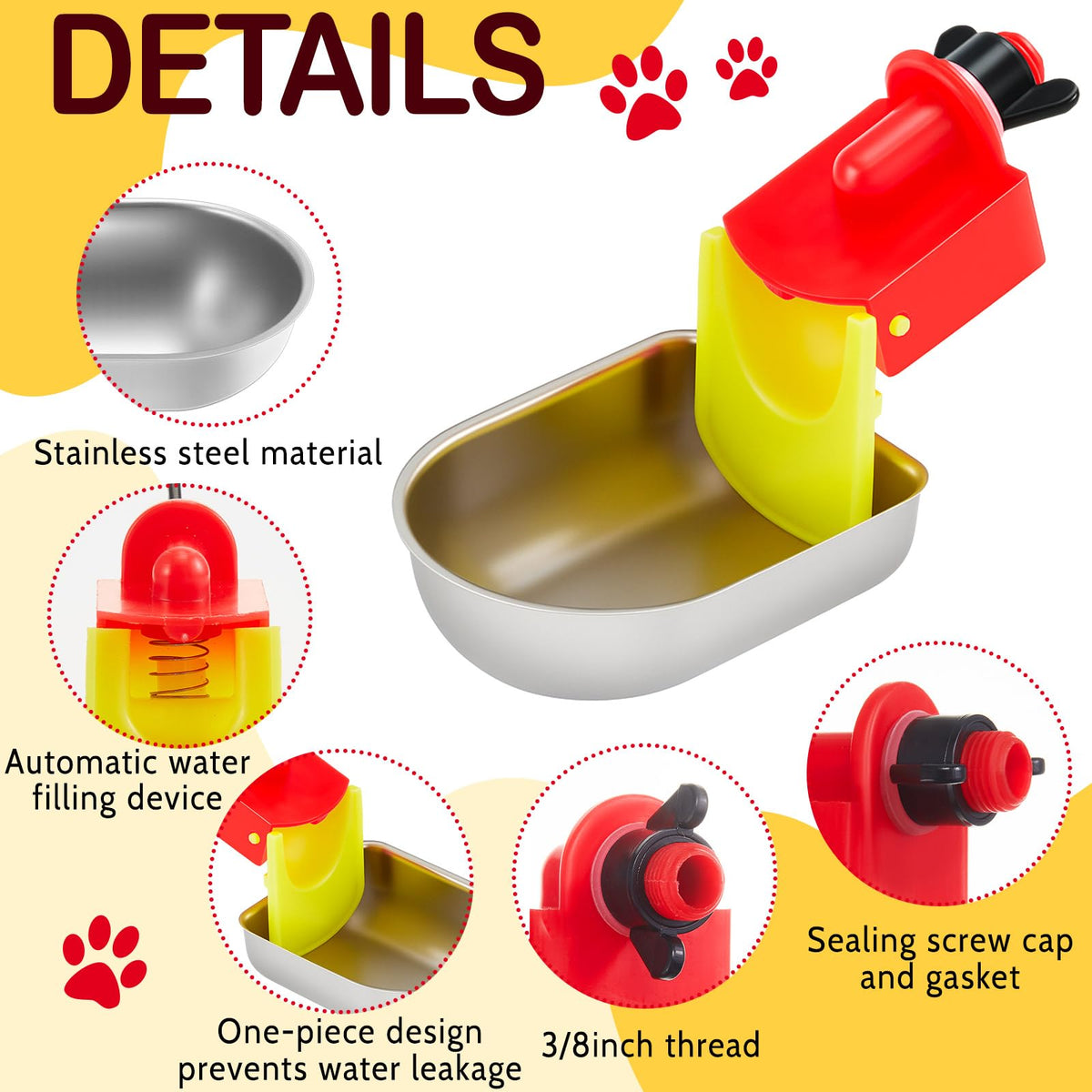 8 Pack Stainless Steel Auto Fill Chicken Waterer Cups I62016