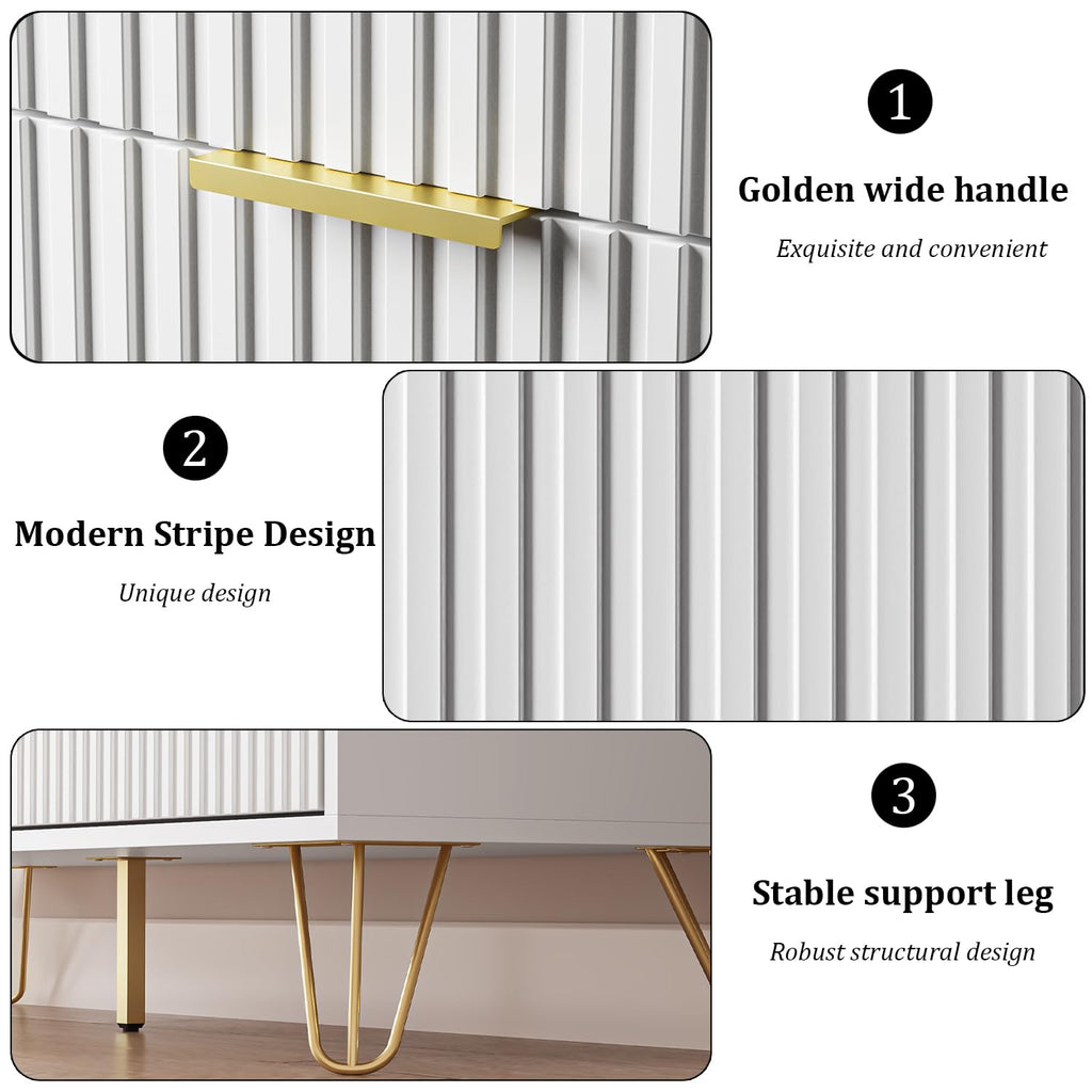 White 7 Drawer Fluted Dresser U324015