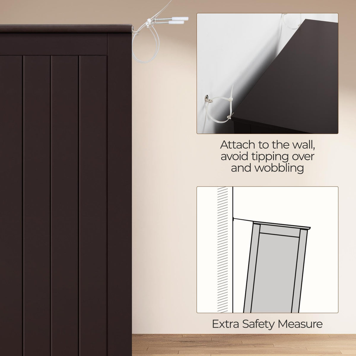 Small Espresso Bathroom Storage Cabinet with 2 Doors L50649