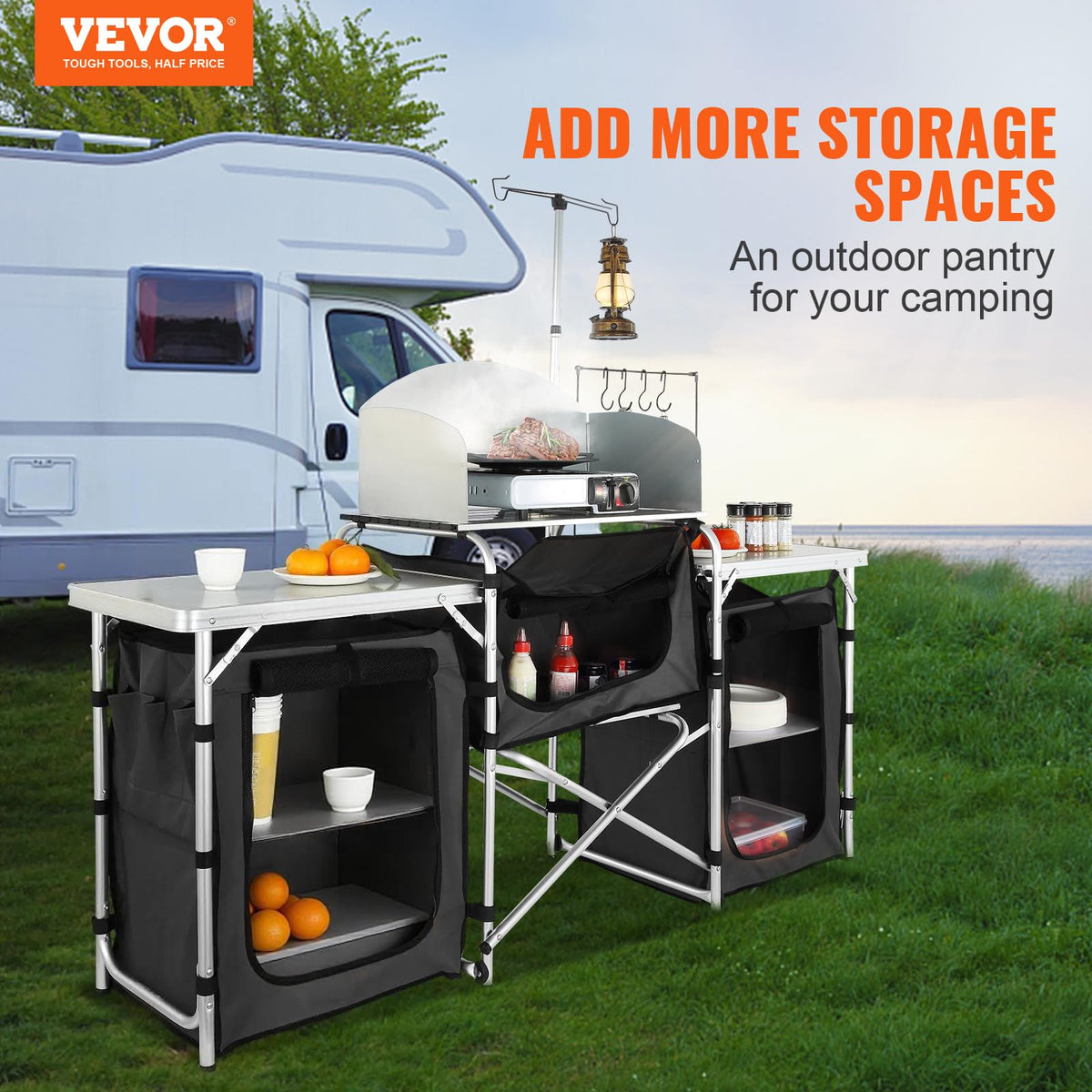 Folding Aluminum Camping Kitchen Table with Storage Bag G1554
