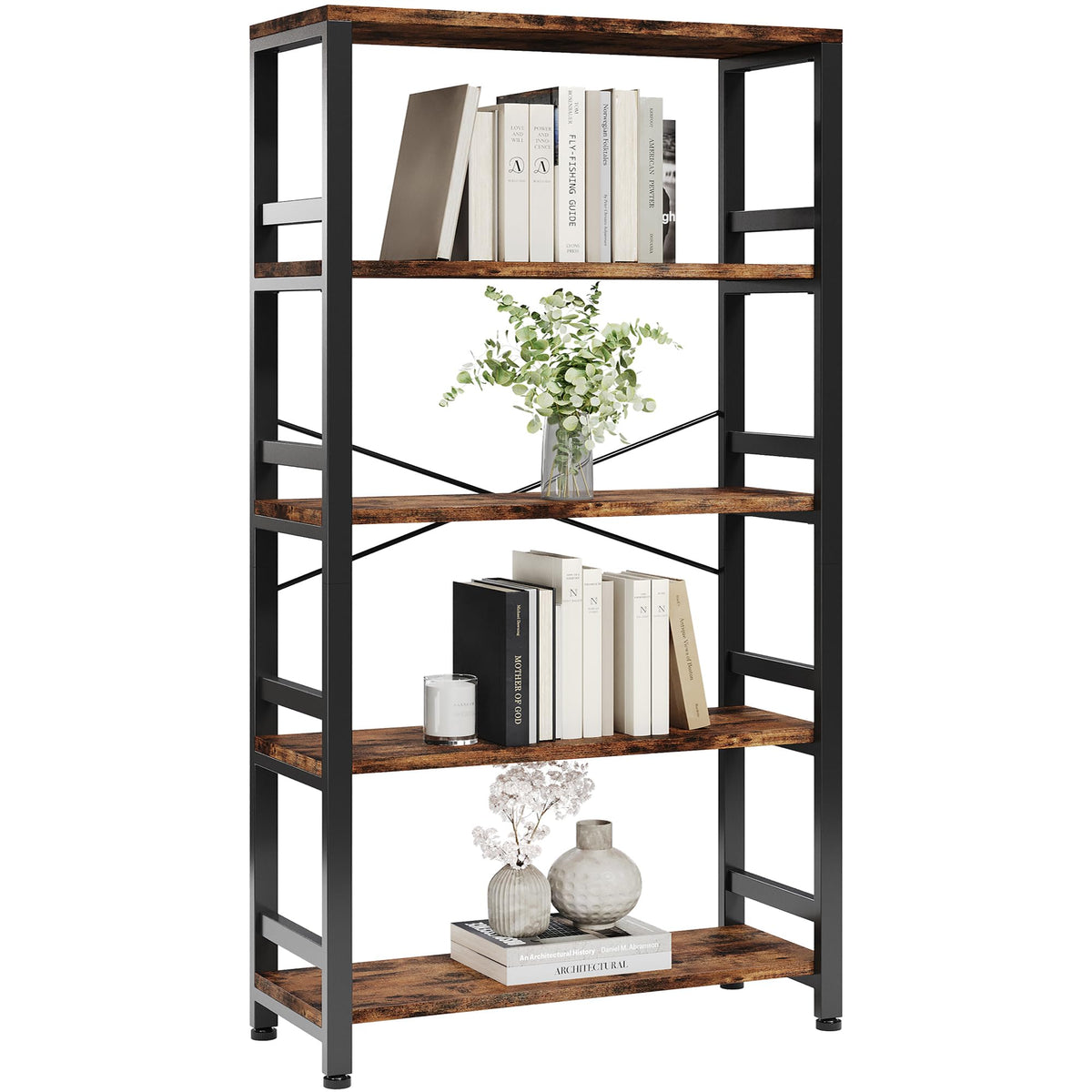 31.5" 5-Tier Industrial Bookshelf W65143