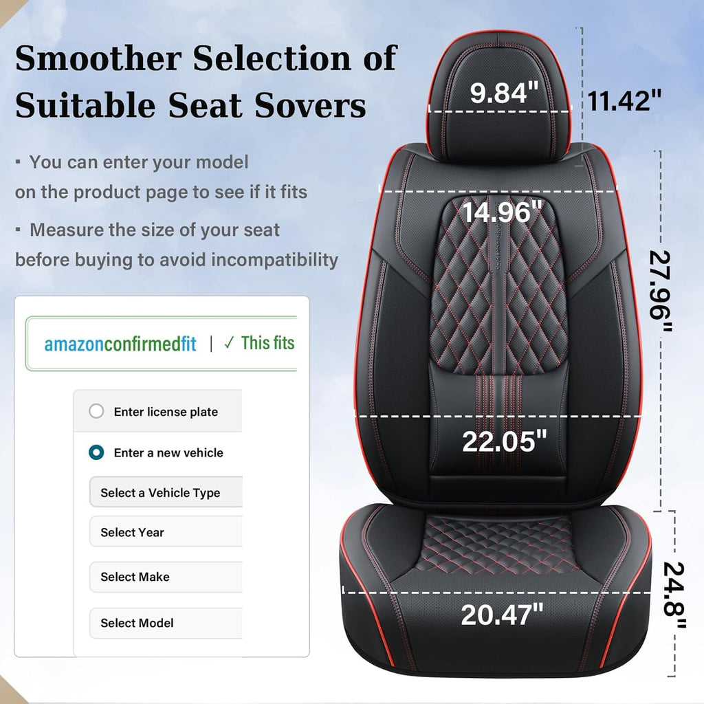 Black Nappa Leather Car Seat Covers Full Set Q6614