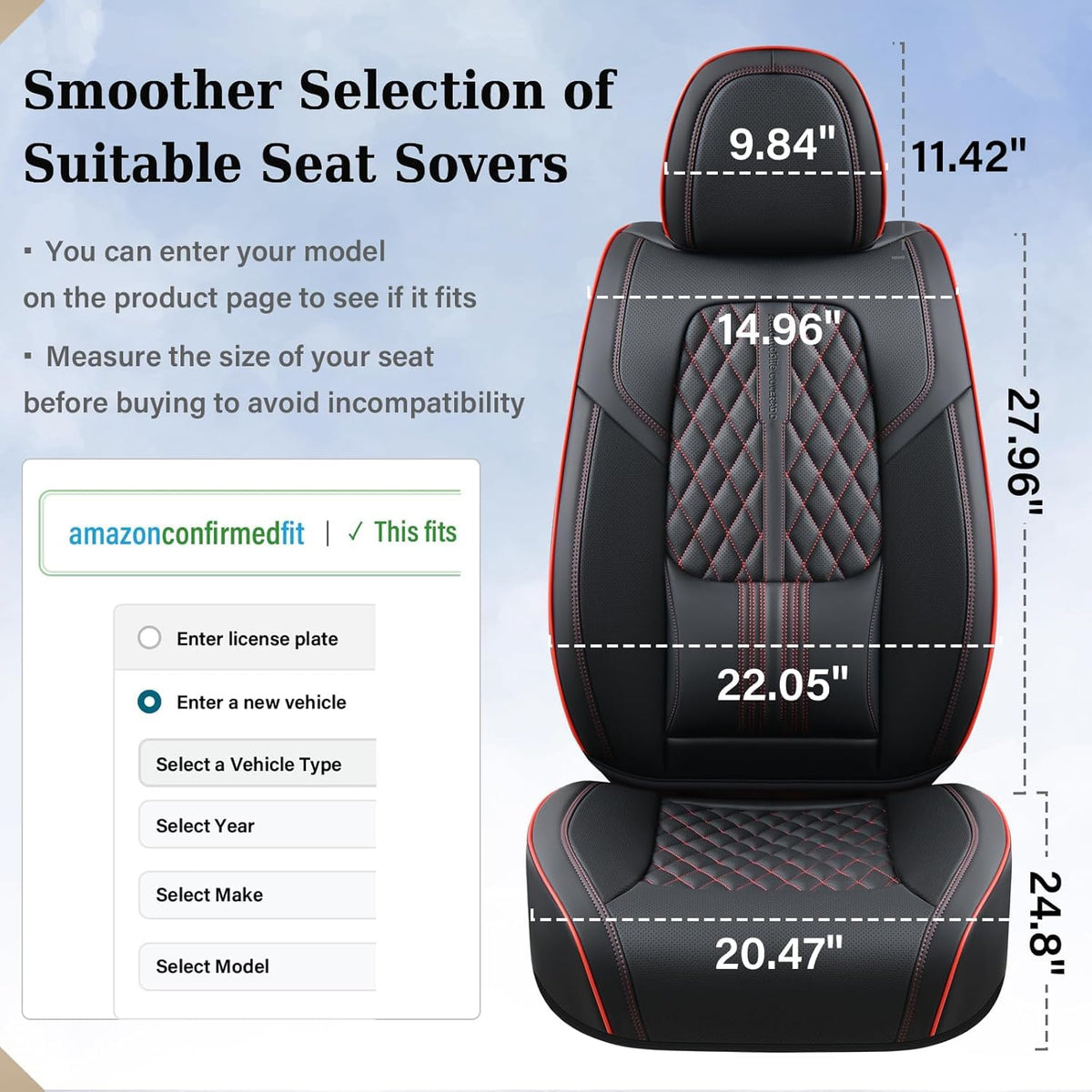 Black Nappa Leather Car Seat Covers Full Set Q6614