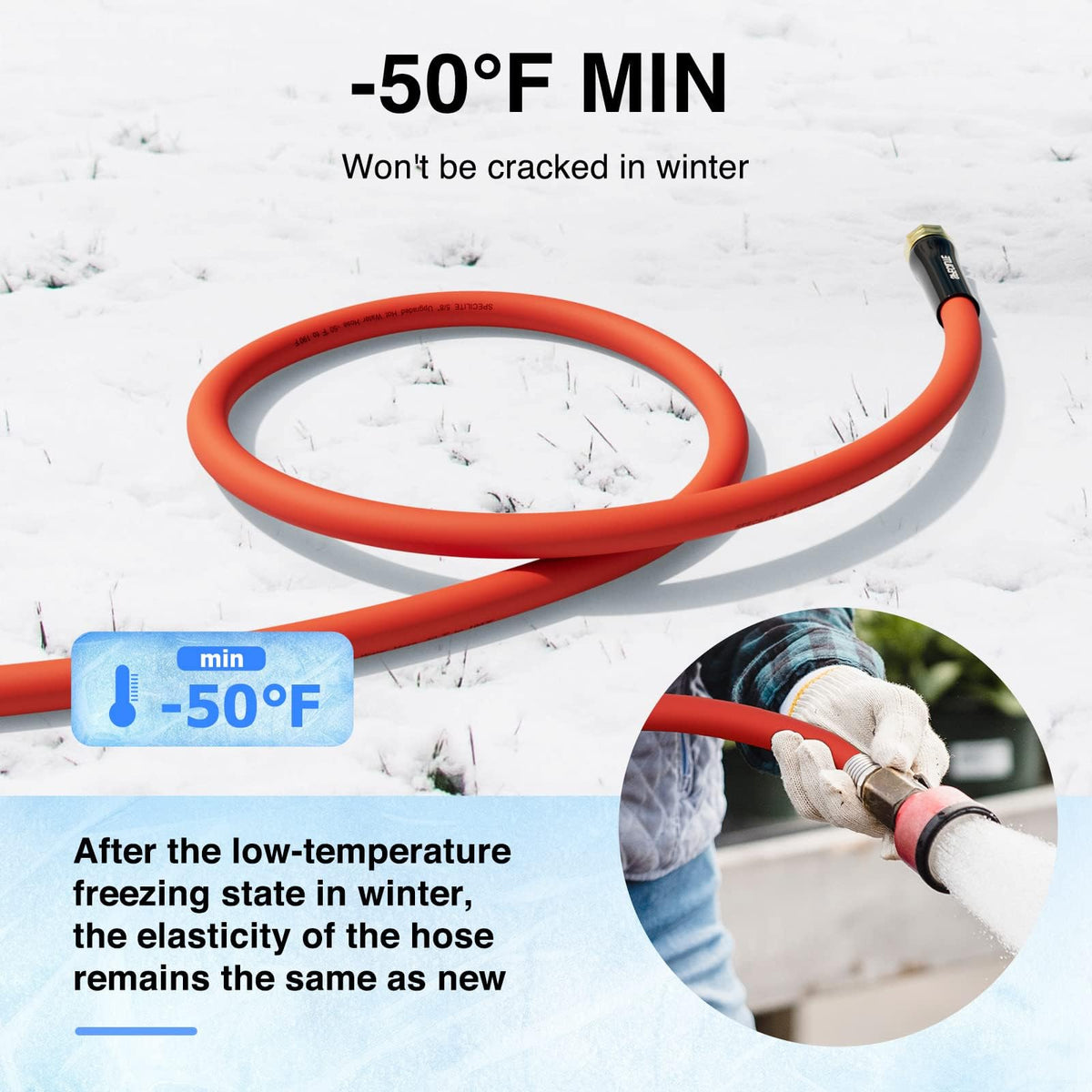 5/8" x 100FT Hot/Cold Rubber Garden Water Hose A595