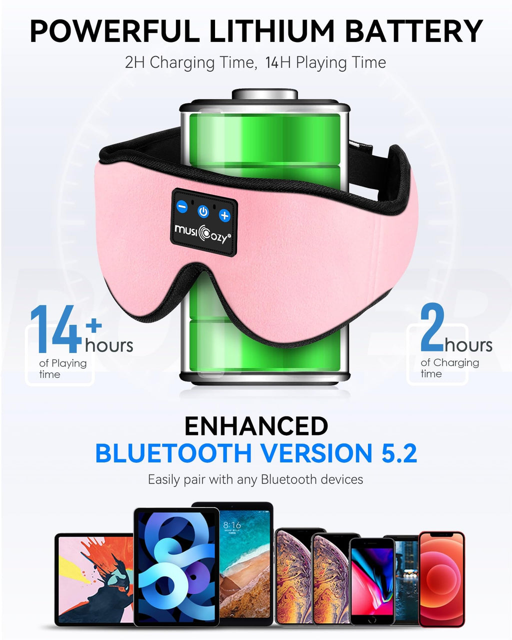 3D Bluetooth Sleep Mask with HD Stereo Sound, 2 Packs H816695