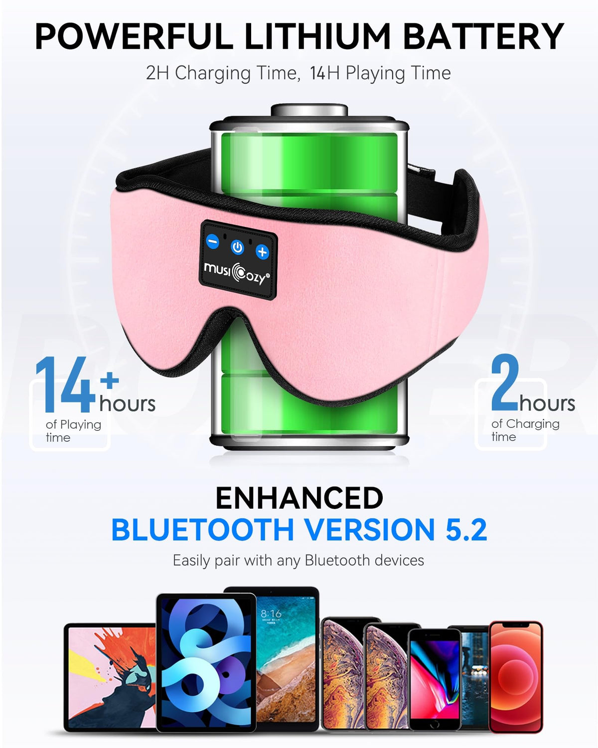 3D Bluetooth Sleep Mask with HD Stereo Sound, 2 Packs H816695