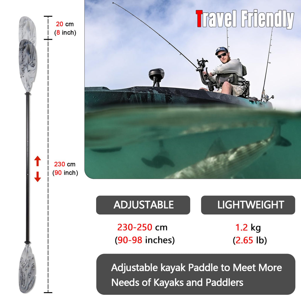 Adjustable Kayak Paddle with Leash I968