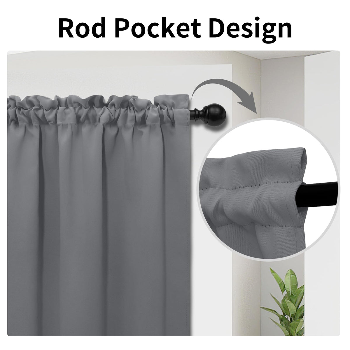 Blackout Door Curtains 1 Panel Gray A125166