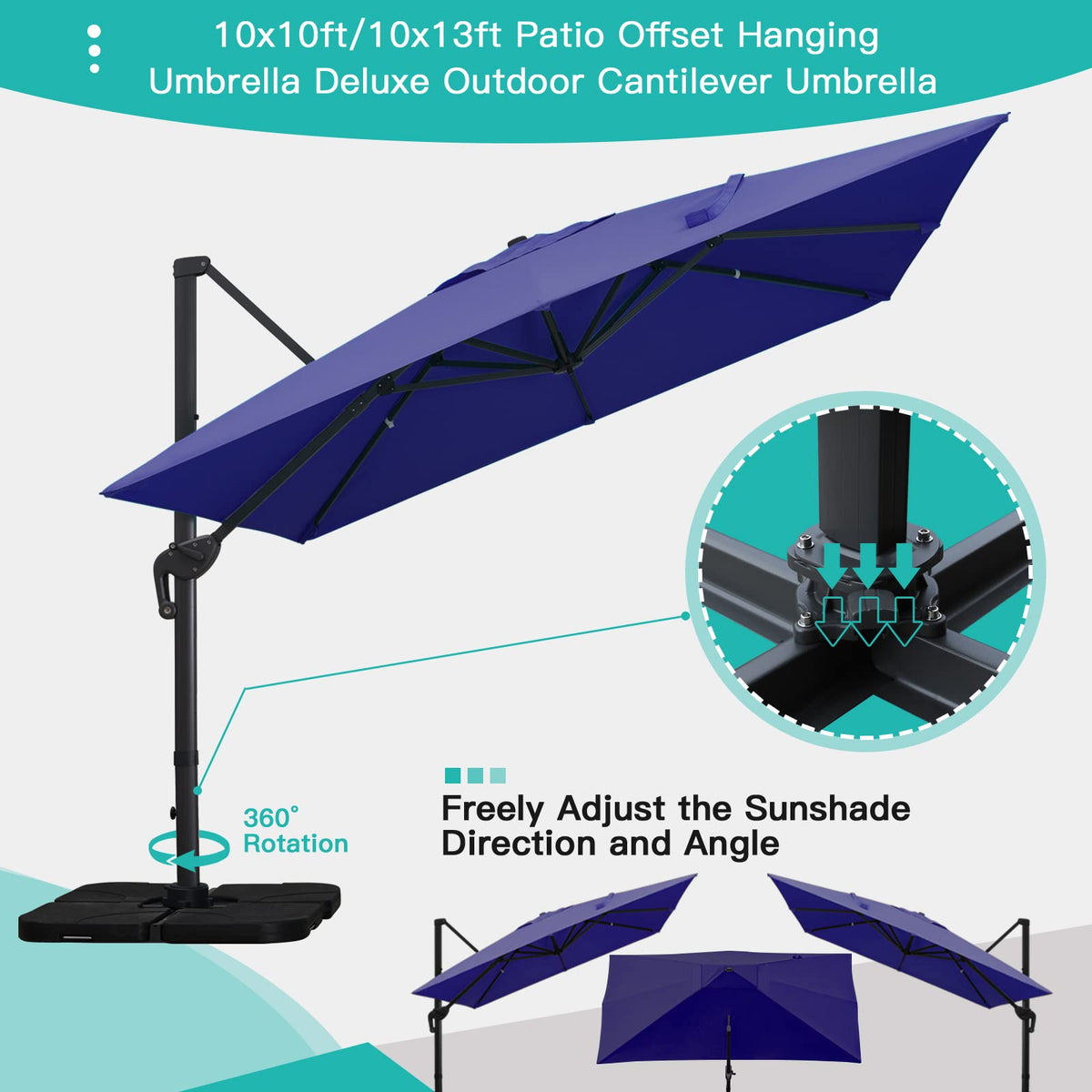 10x13Ft Rectangular Offset Patio Umbrella N13512