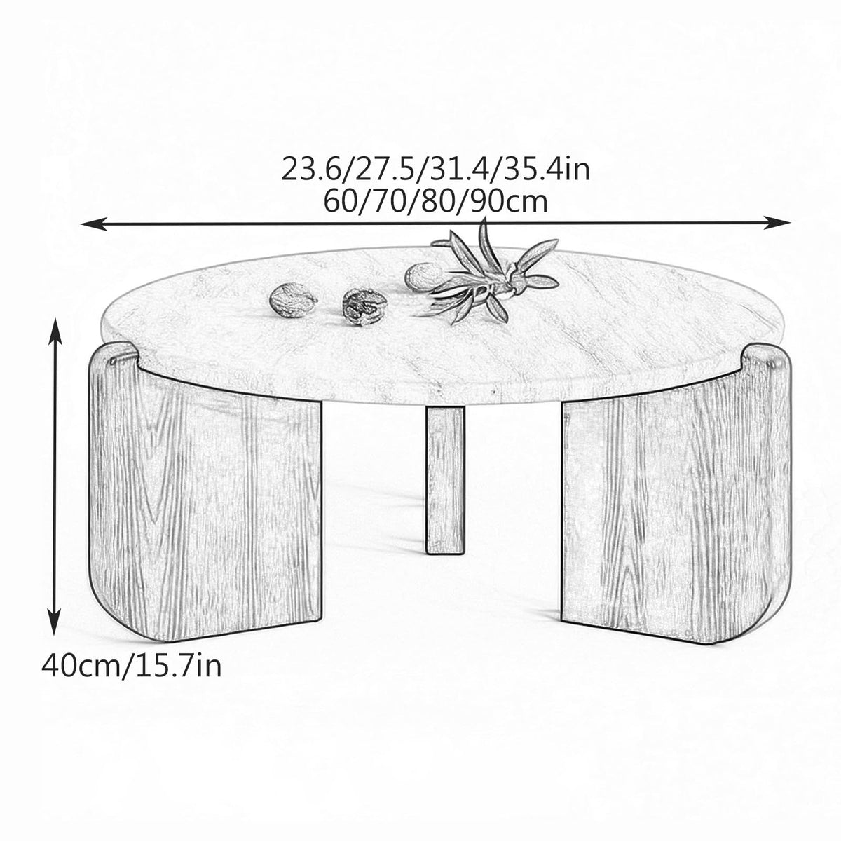 Solid Wood Stone Top Coffee Table D7891