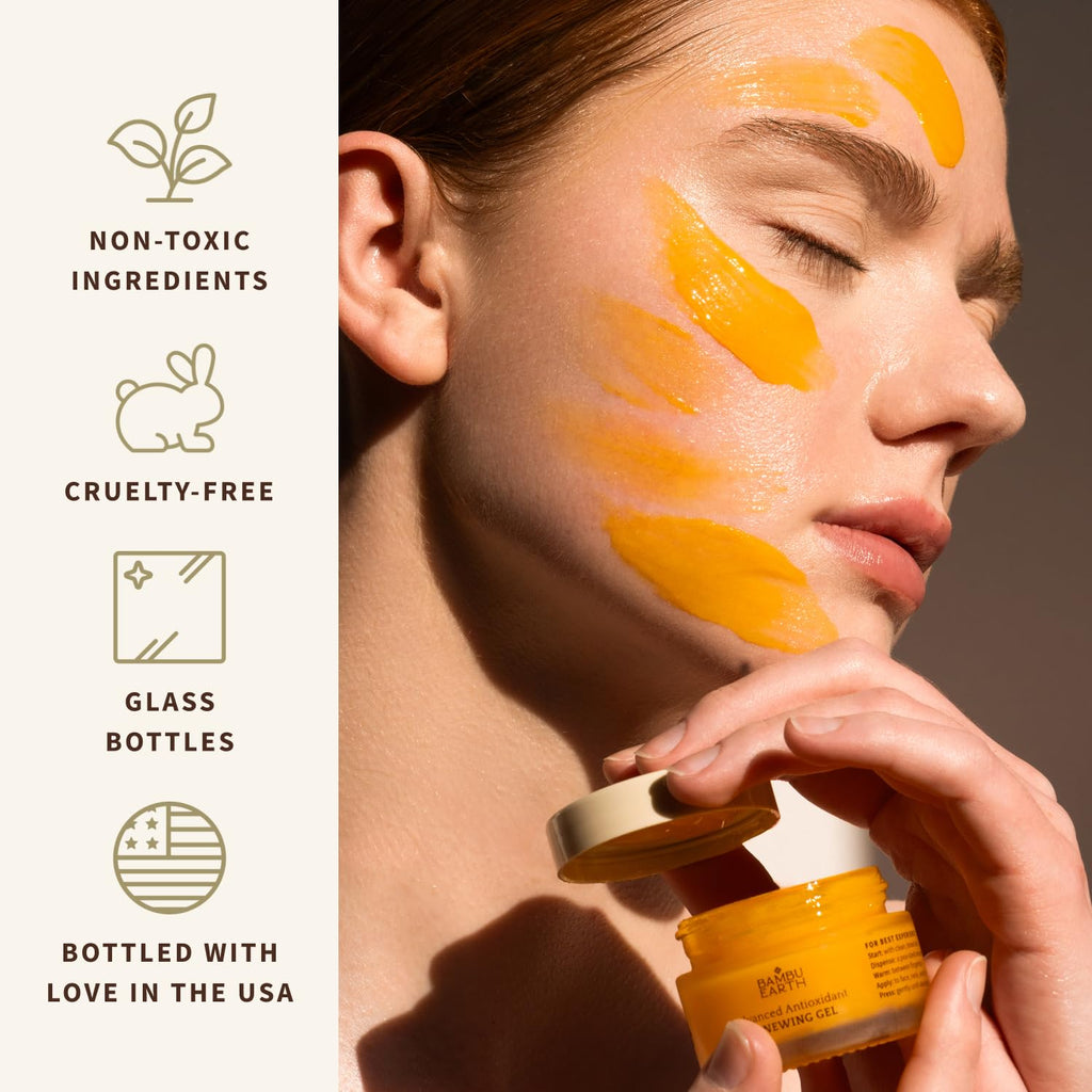 Antioxidant Renewing Gel Face Moisturizer with Bakuchiol Vitamin C Ester & Prickly Pear 1 oz D797