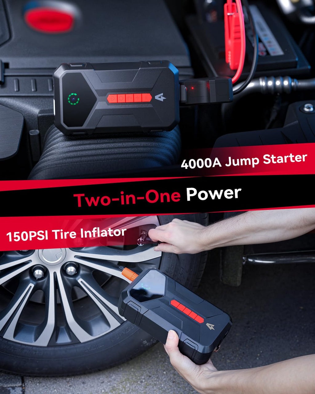 4000A Jump Starter with 150PSI Air Compressor Q2522