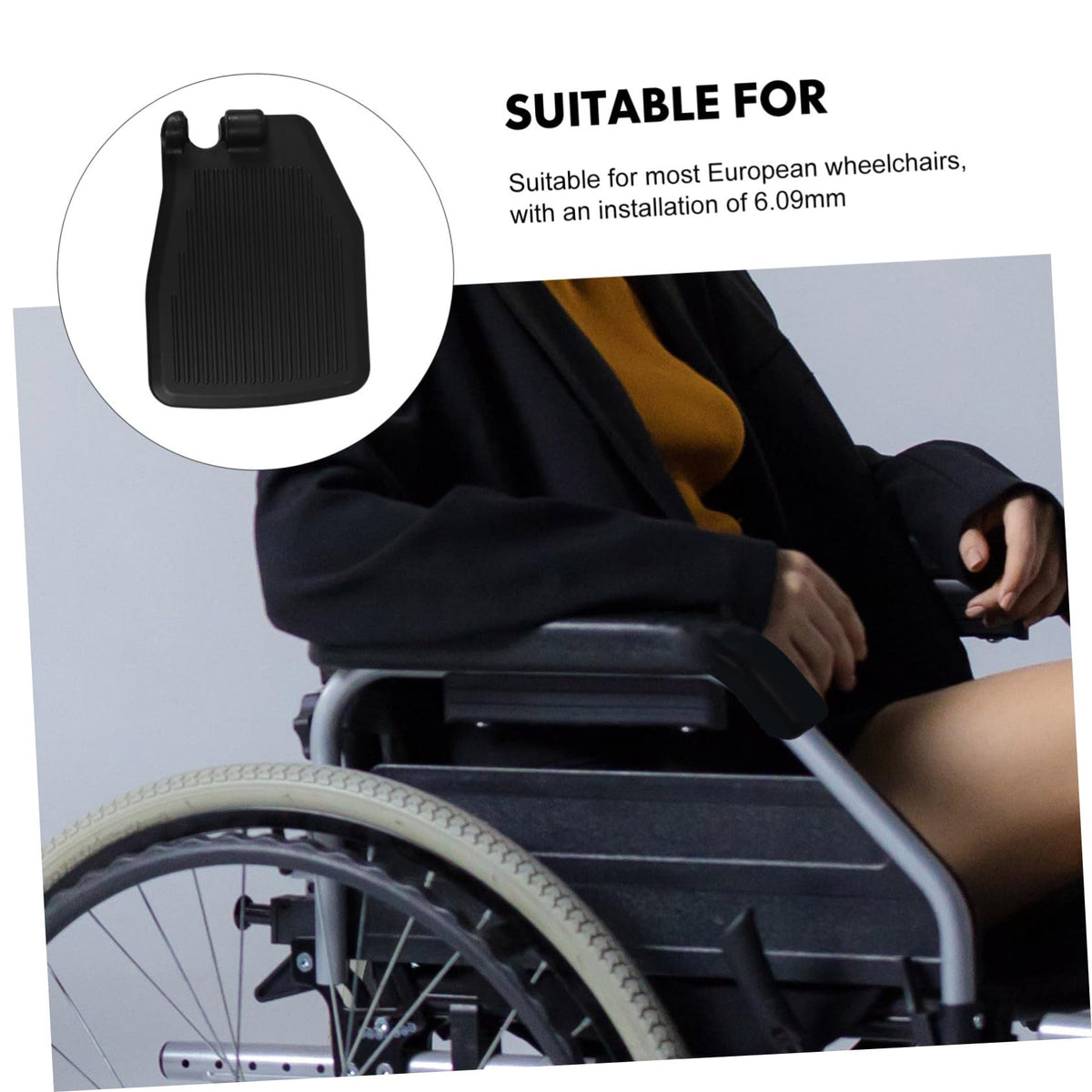 Black Wheelchair Foot Rest 1 Pair Replacement Footplates J865454