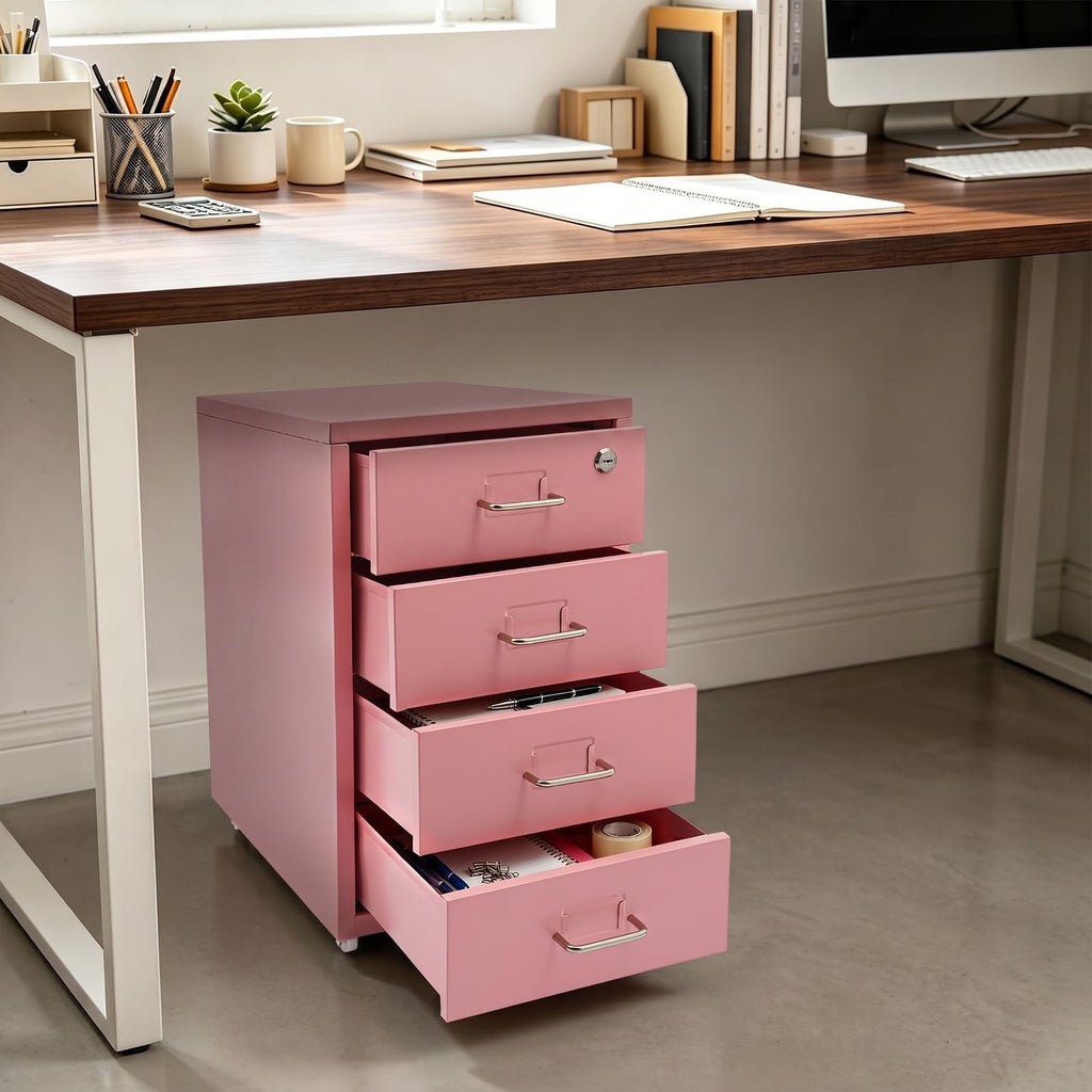 4 Drawer Rolling File Cabinet with Lock A8083