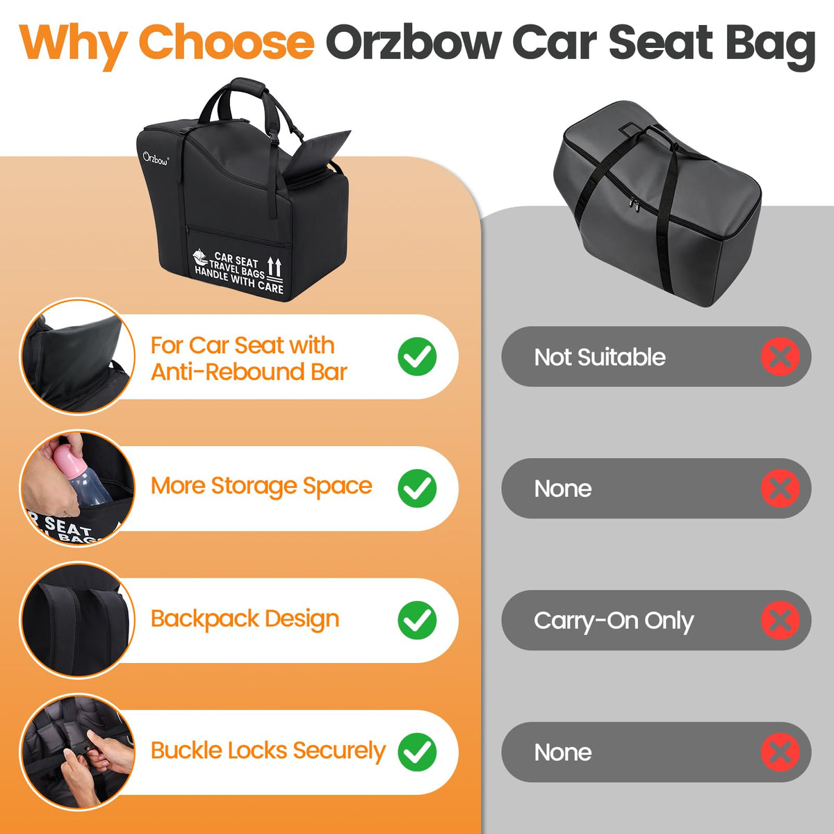 Infant Car Seat Travel Backpack Bag P615