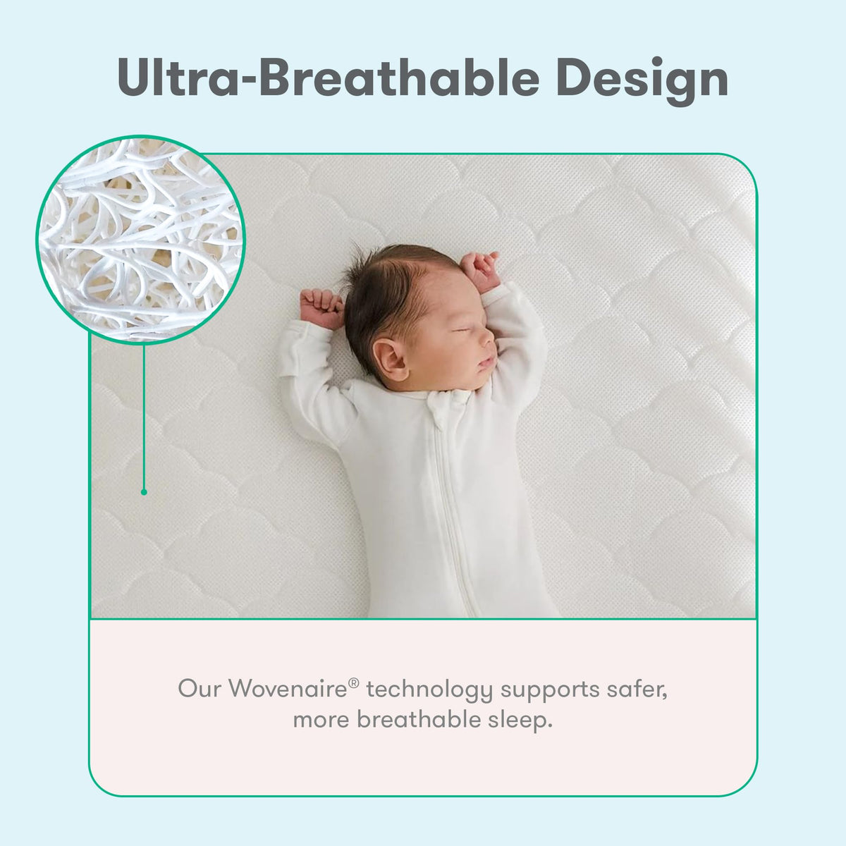 Grey Breathable Washable Crib Mattress & Toddler Bed Z360308