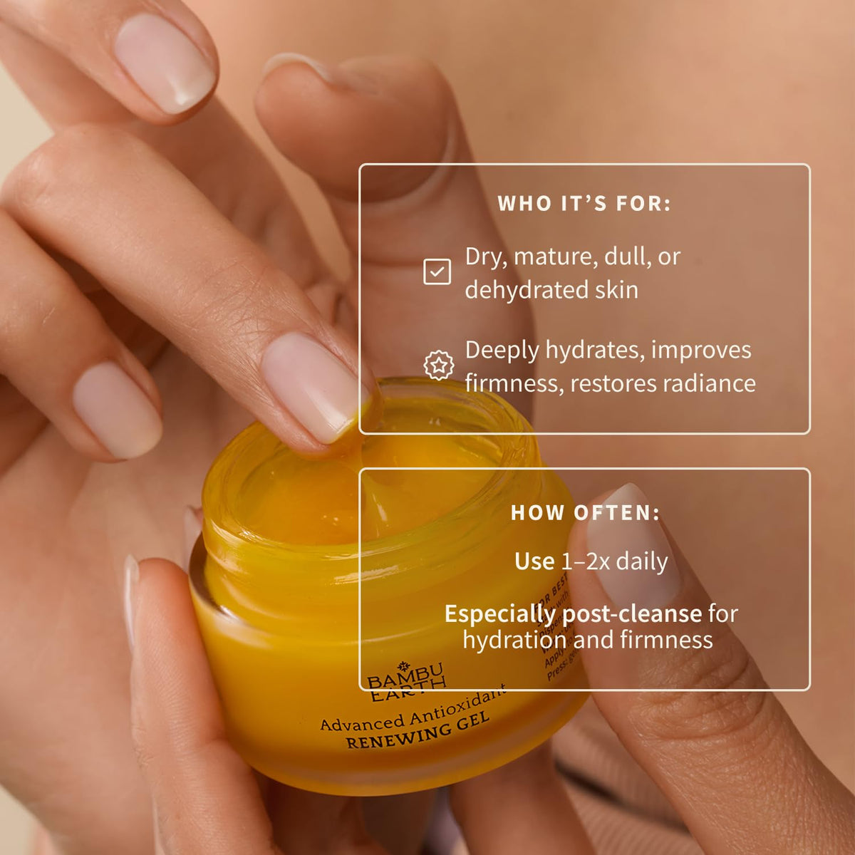 Antioxidant Renewing Gel Face Moisturizer with Bakuchiol Vitamin C Ester & Prickly Pear 1 oz D797