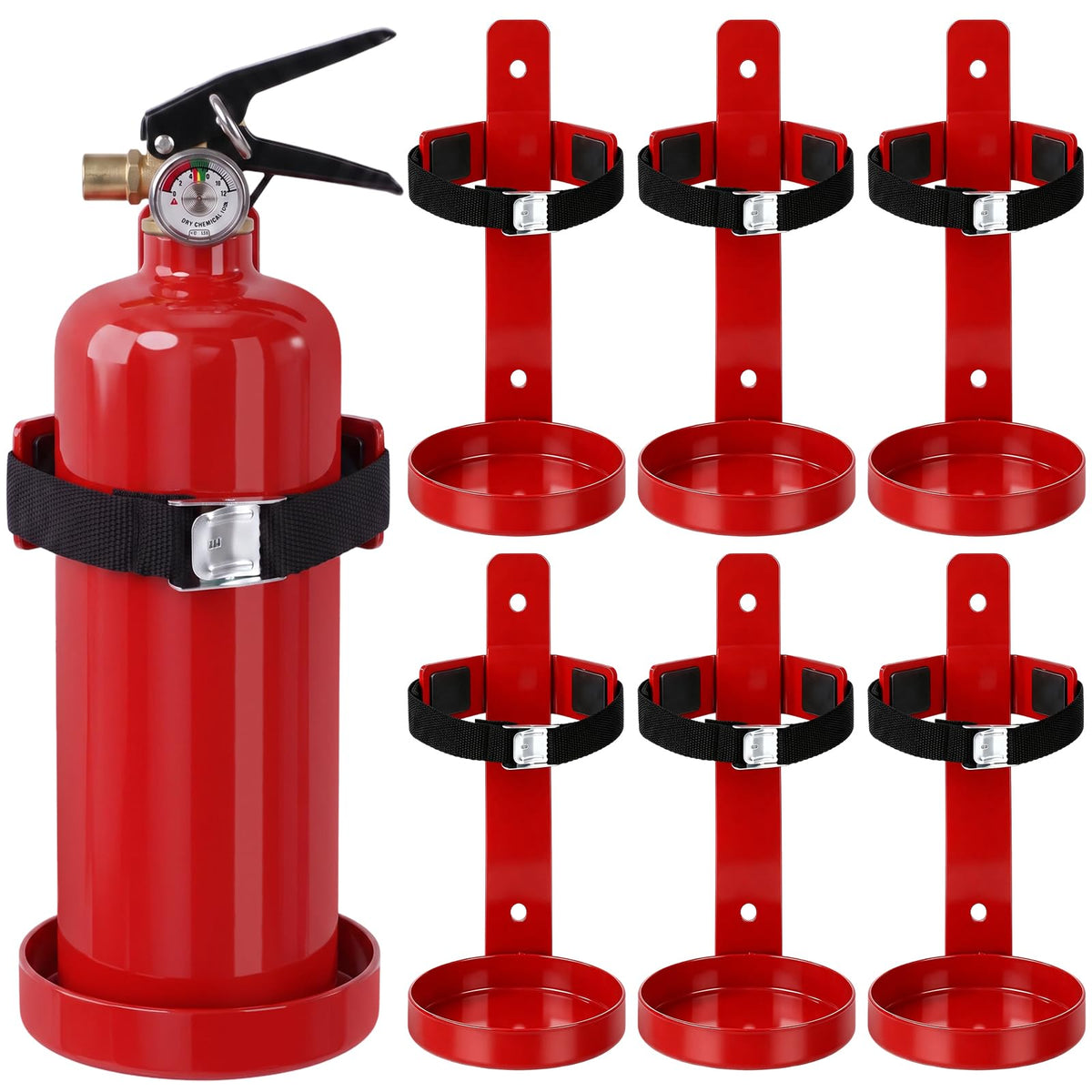 6 Pack 2.5 lb Fire Extinguisher Wall Mount Bracket W200