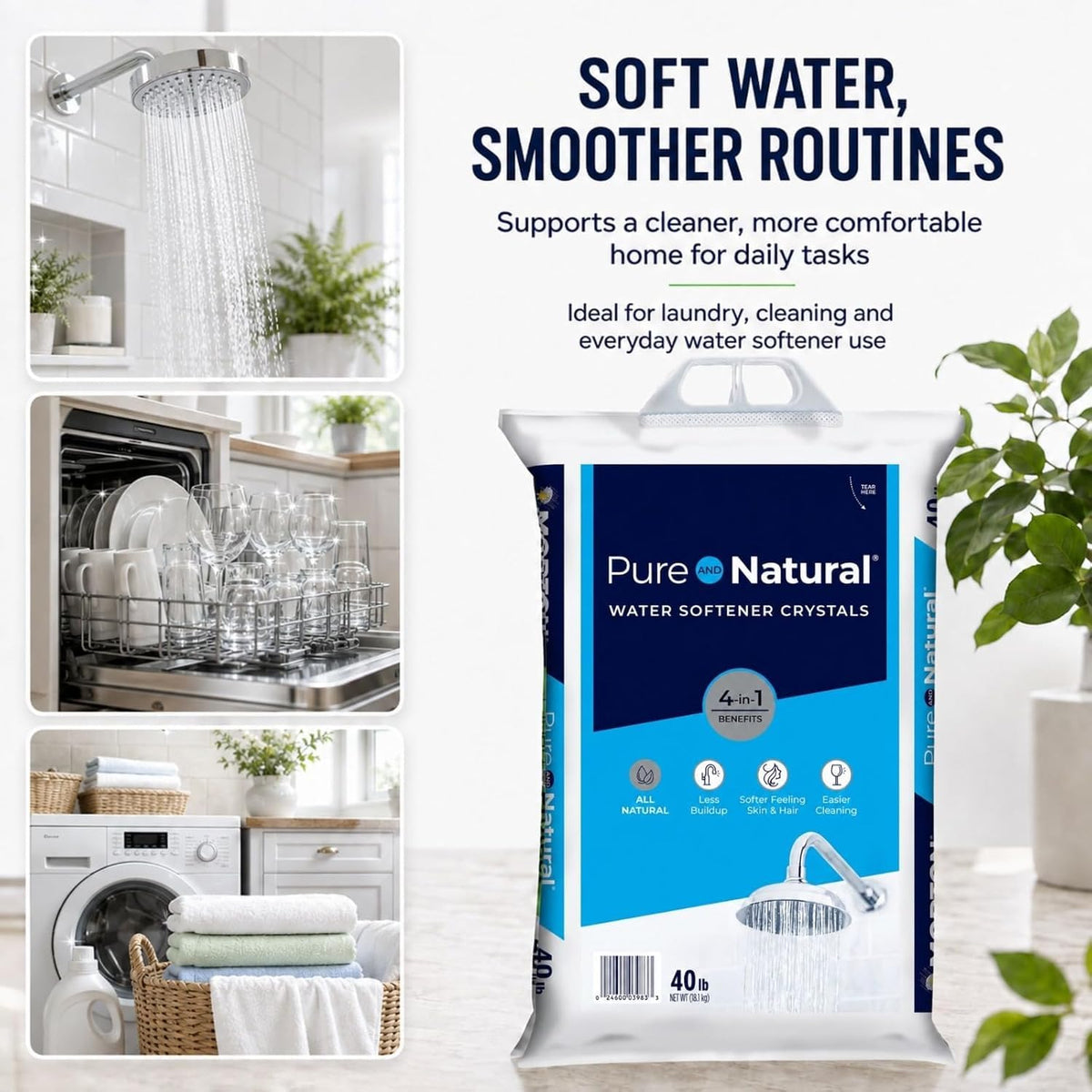 Pure Water Softener Salt Crystals 40 lb Pack of 4 R9810