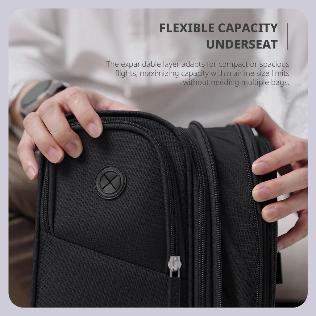 16-Inch Black Underseat Carry On Luggage with Wheels H430152