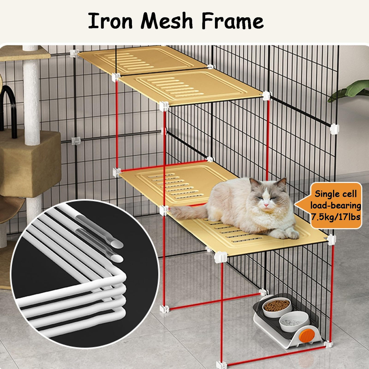 Metal Wire Cat Cage, 3x2x4 Cat Kennel N1877