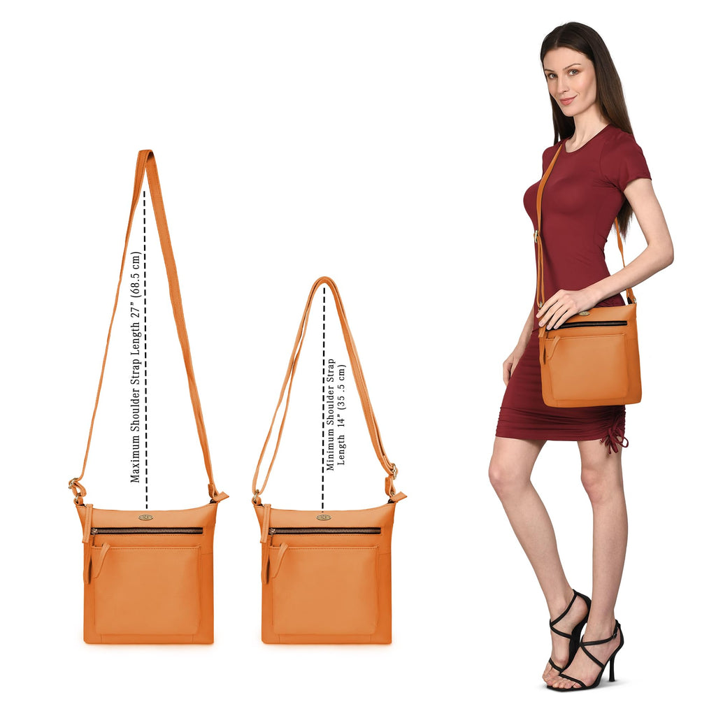 Light Brown Genuine Leather Crossbody Bag E4055