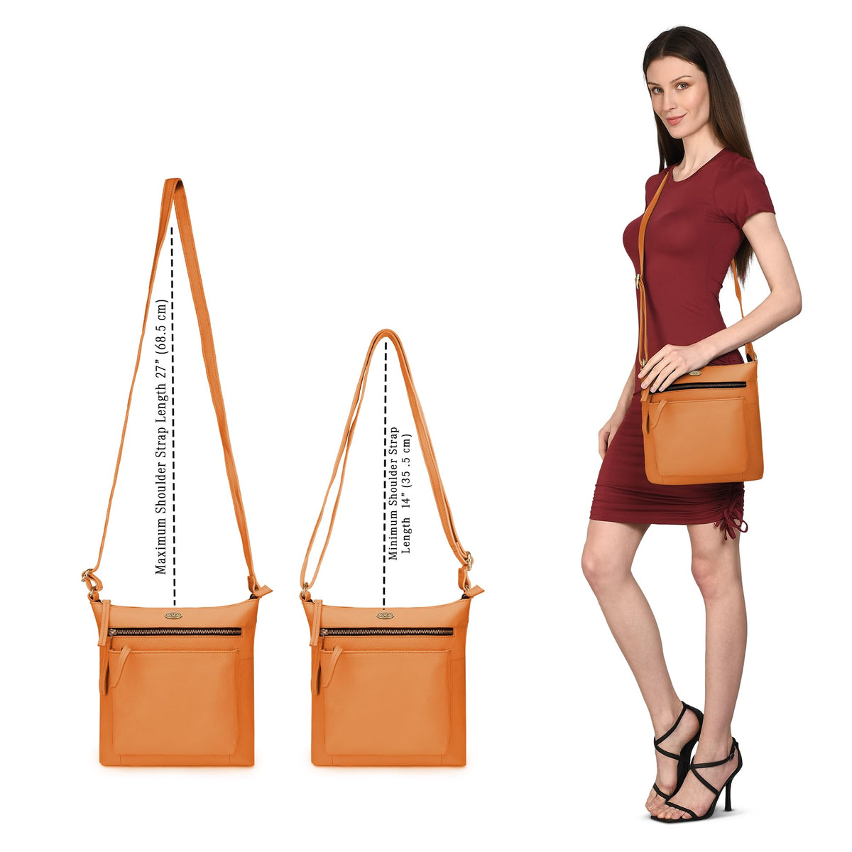 Light Brown Genuine Leather Crossbody Bag E4055