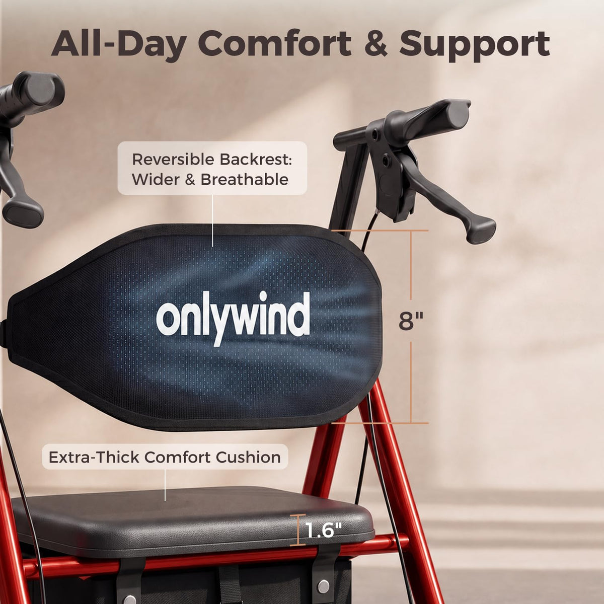 Lightweight Rollator Walkers Wheelchair Combo with Seat K6890